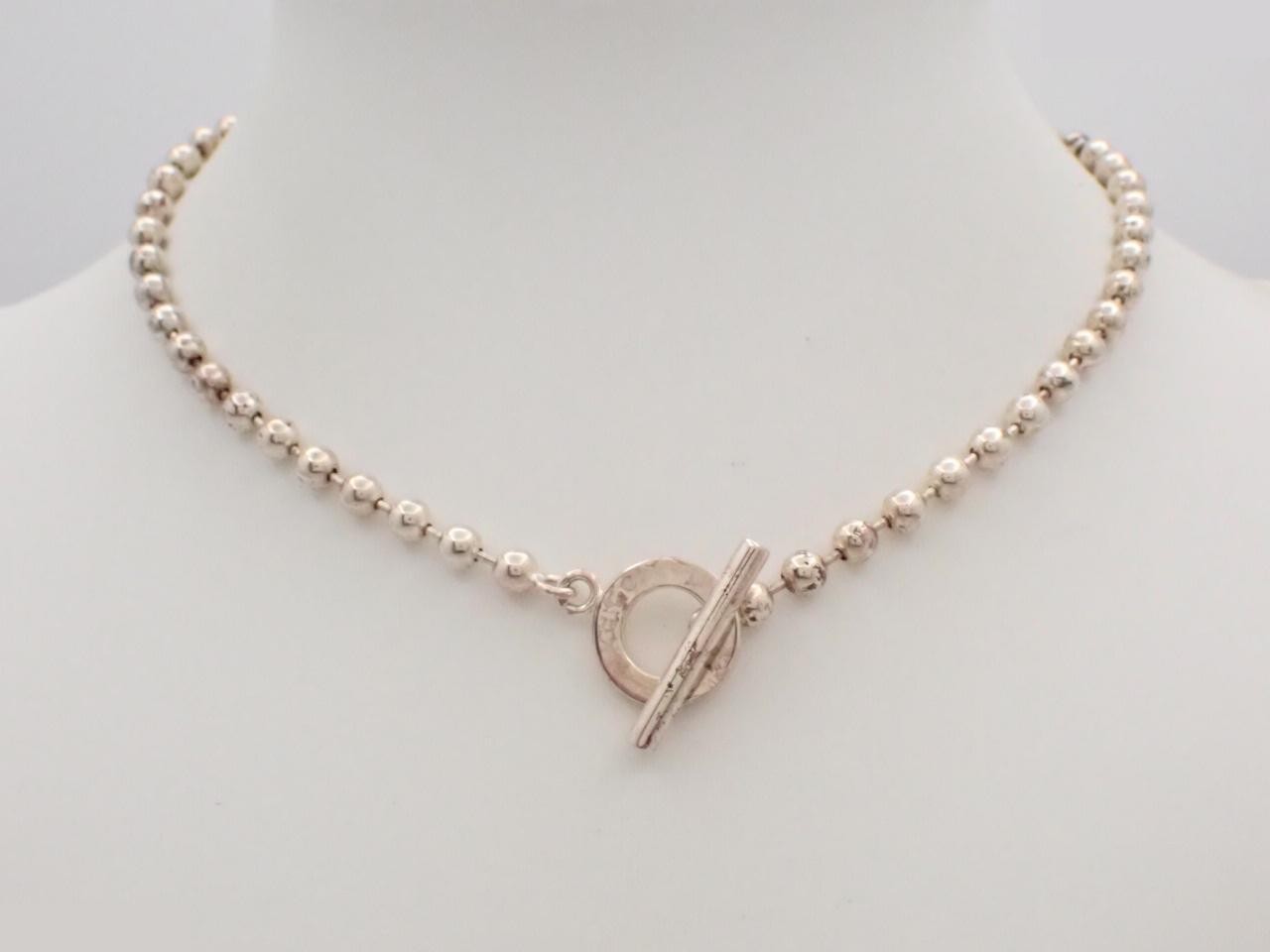 Ball chain necklace, 925 sterling silver, 28.0g, chain approximately 40cm. — view 3