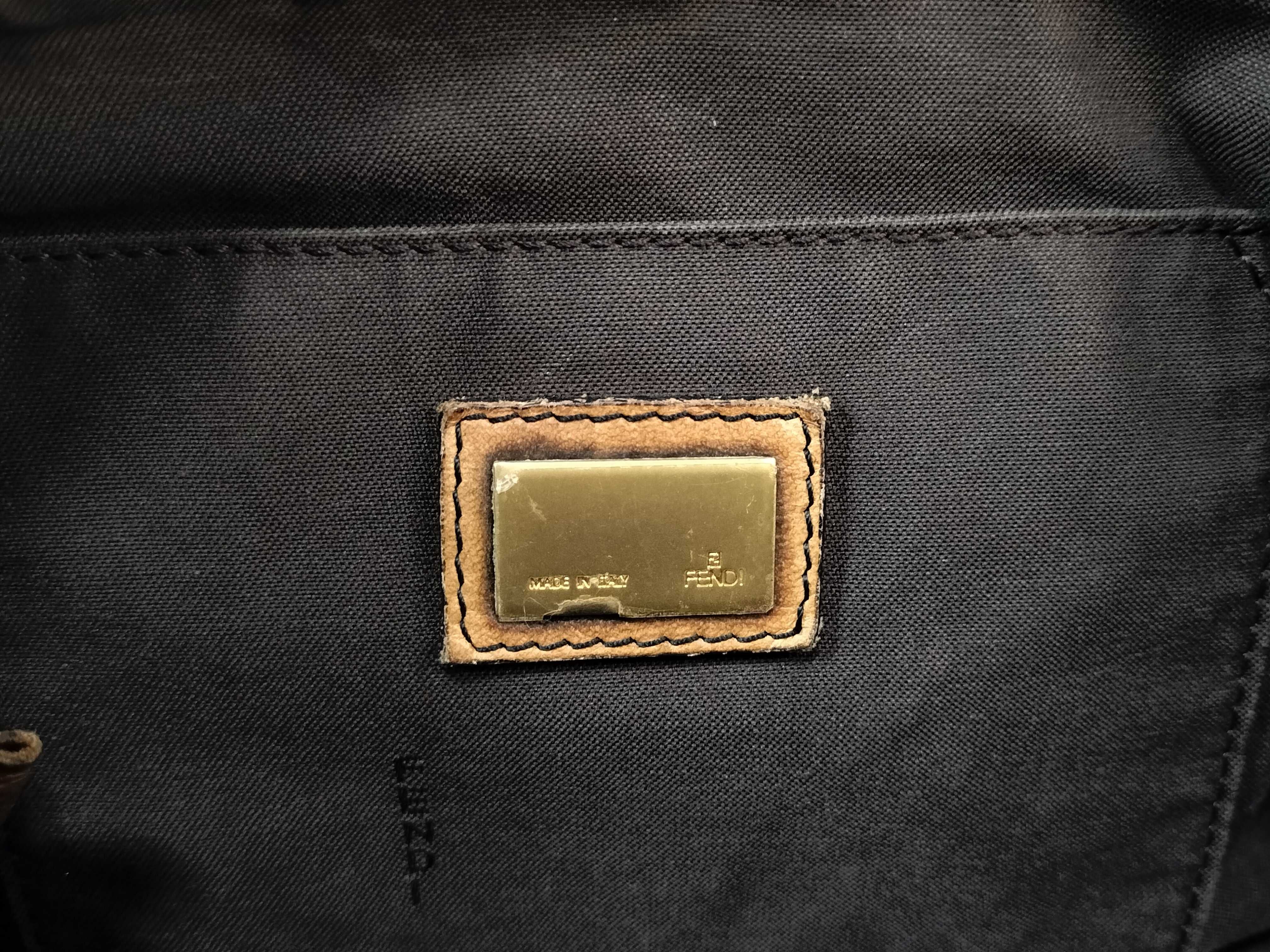 Pequin pattern, Fendi Pequin Archive velour fabric, leather, F-shaped hardware, extra-thick chain, one-shoulder handbag — view 12