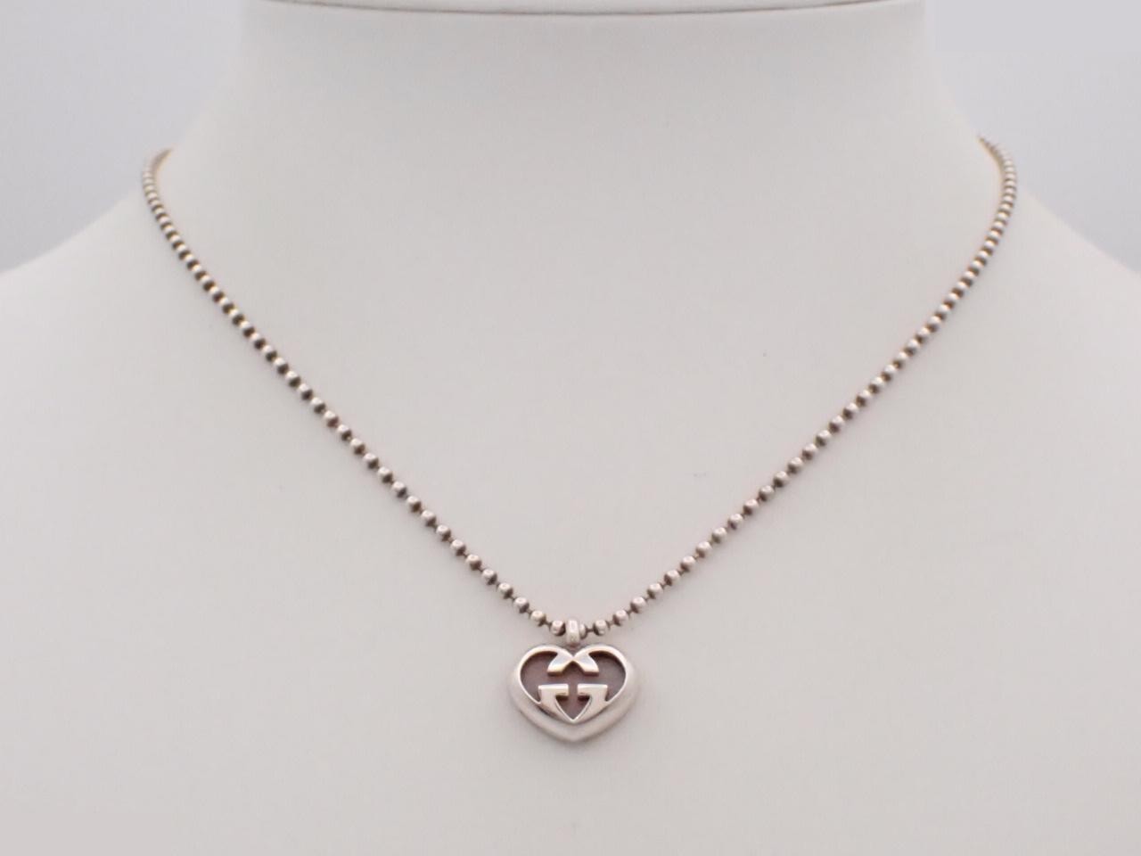 Silver heart motif necklace, 925 sterling silver, 8.4g, chain approximately 40cm. — view 3