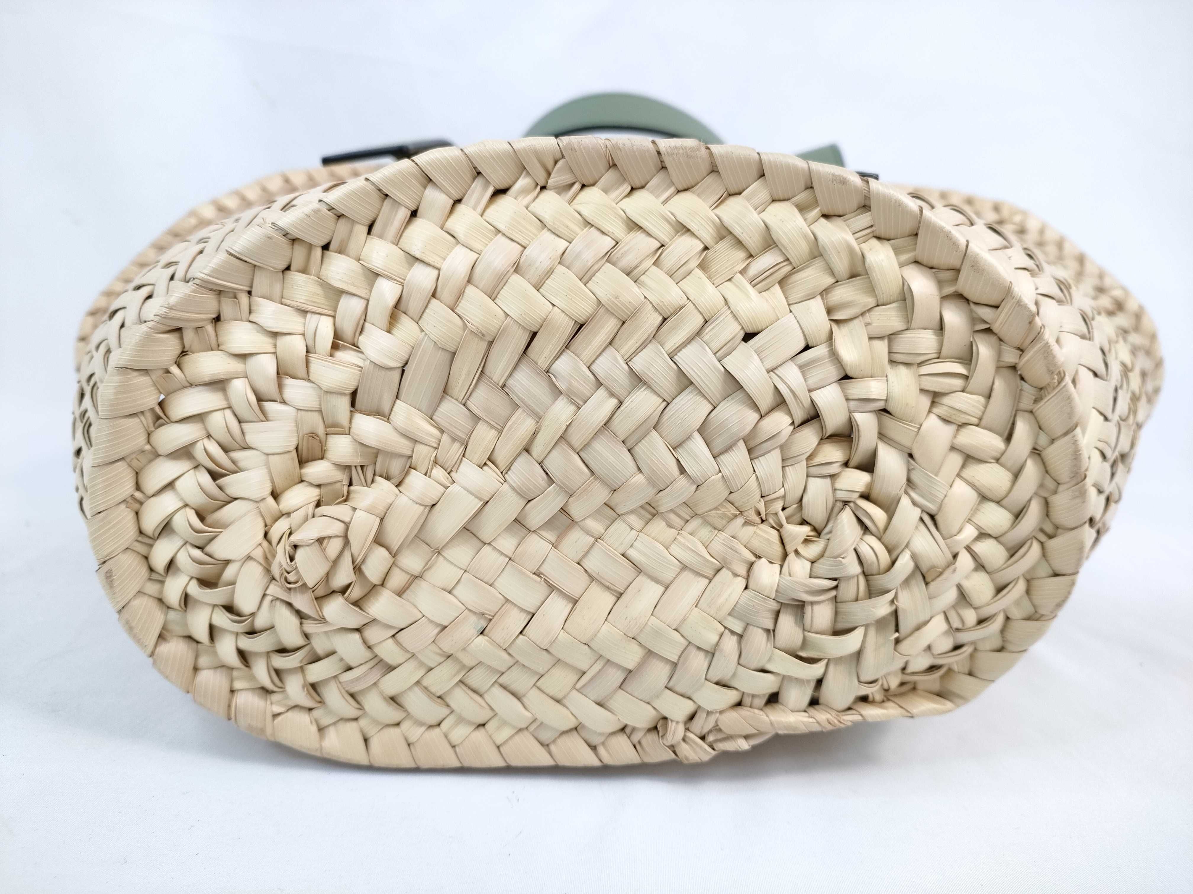 Basket Small Raffia x Leather Basket Bag Beige x Green *Bottom stain present Tote bag — view 7