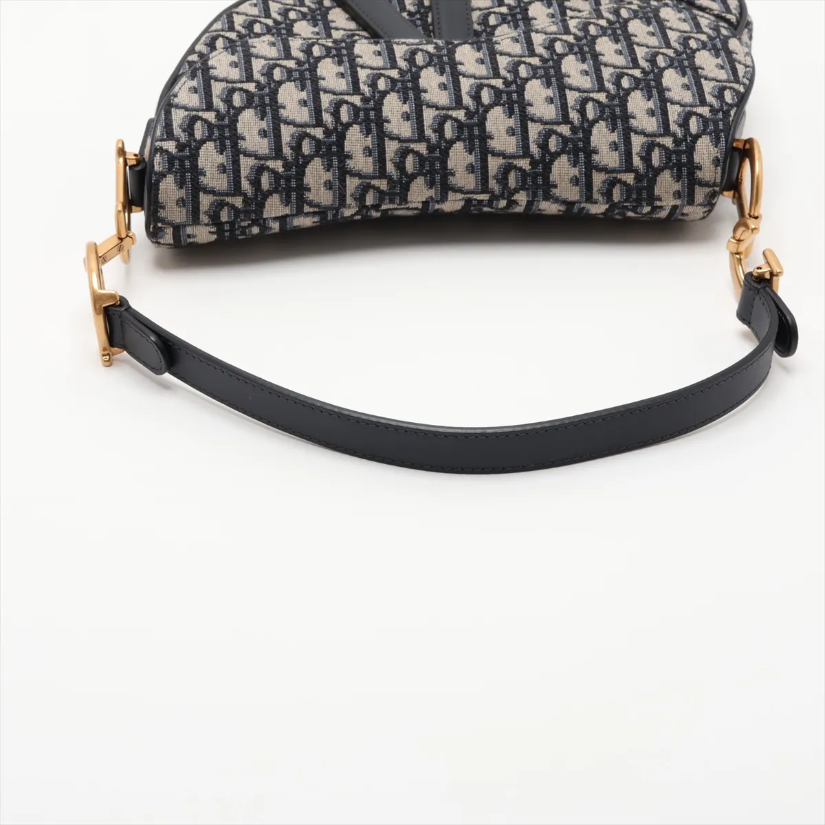 Oblique Saddle Bag Canvas x Leather Shoulder Bag Navy — view 5