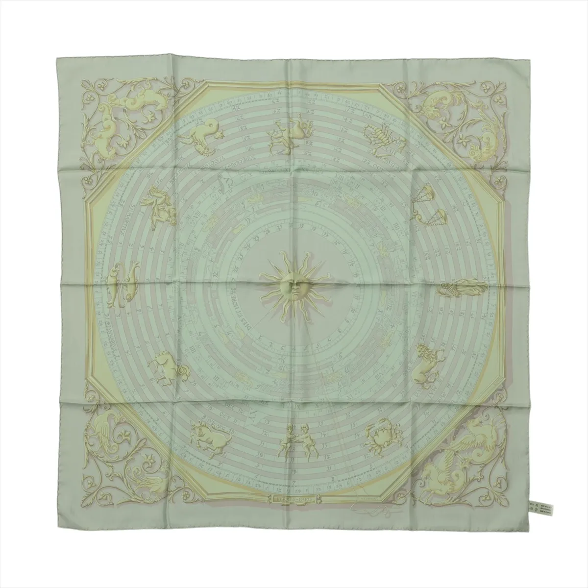 Carre 90 DIES ET HORE Astrology Scarf Silk Green Thread