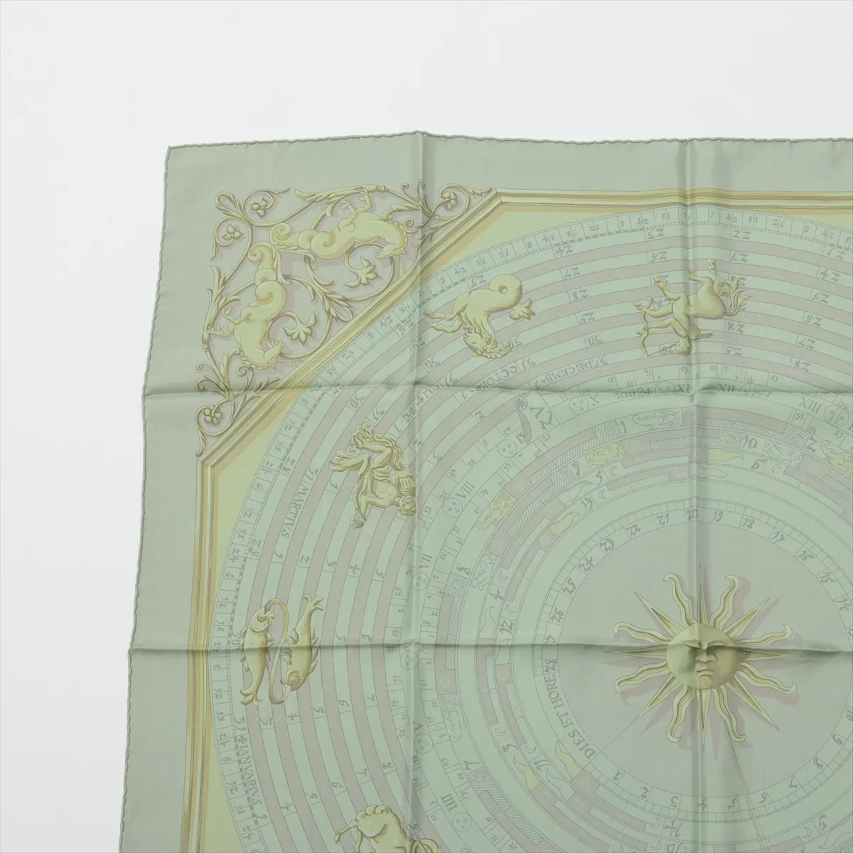 Carre 90 DIES ET HORE Astrology Scarf Silk Green Thread — view 2
