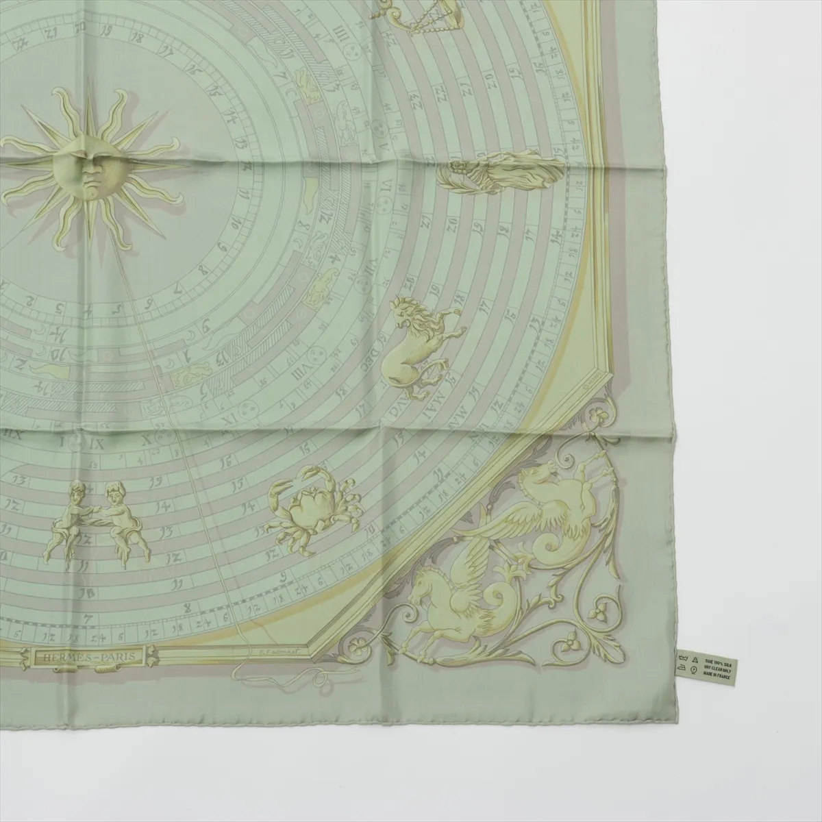 Carre 90 DIES ET HORE Astrology Scarf Silk Green Thread — view 4