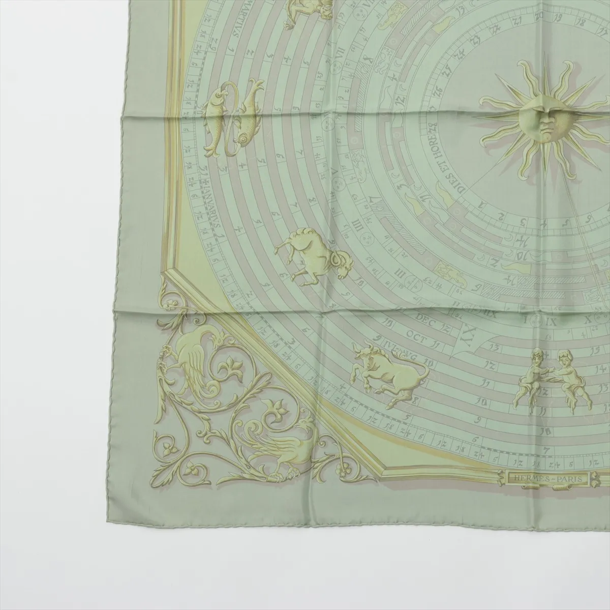 Carre 90 DIES ET HORE Astrology Scarf Silk Green Thread — view 5