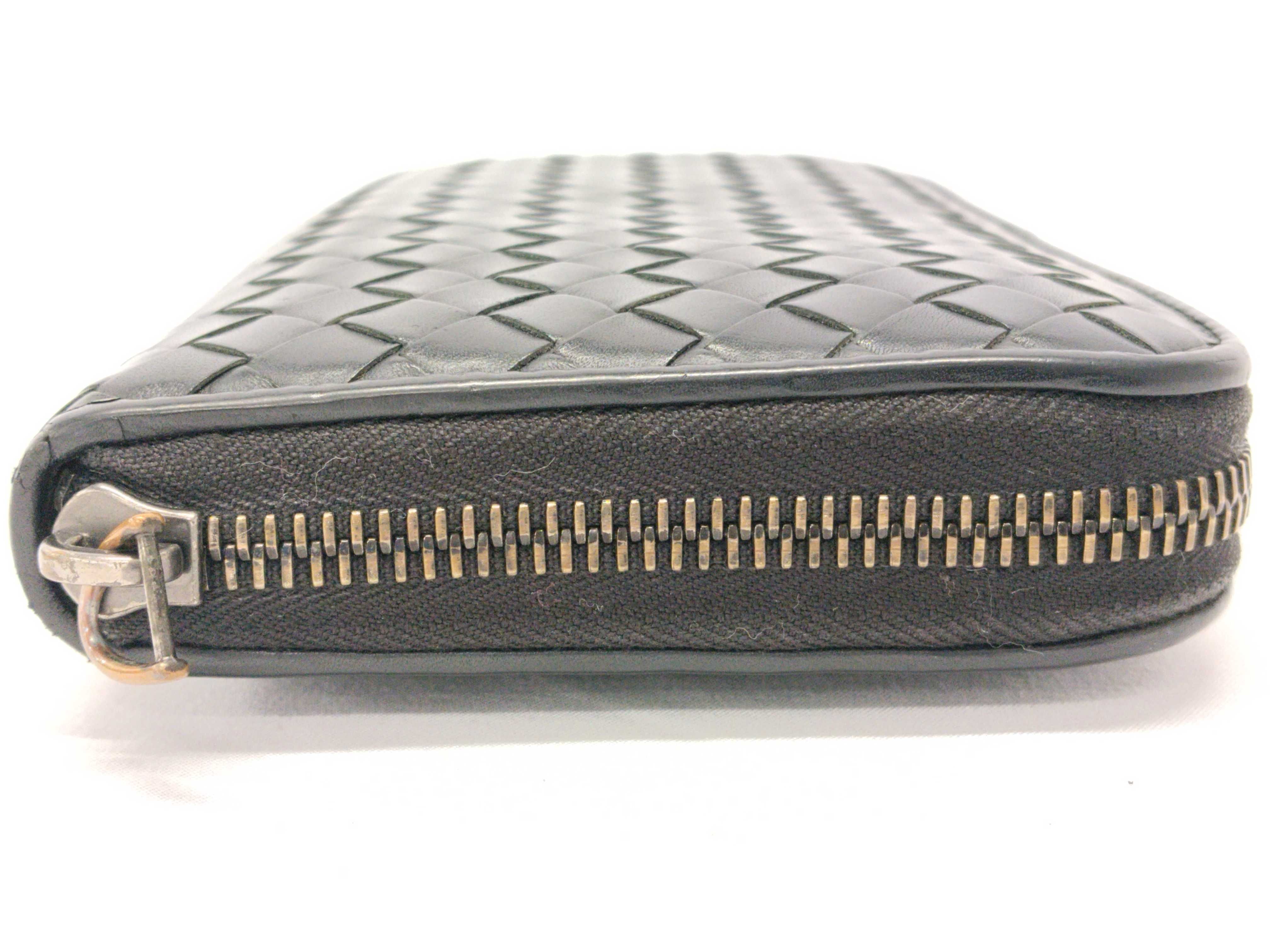 Intrecciato Round Zip Wallet Black — view 5