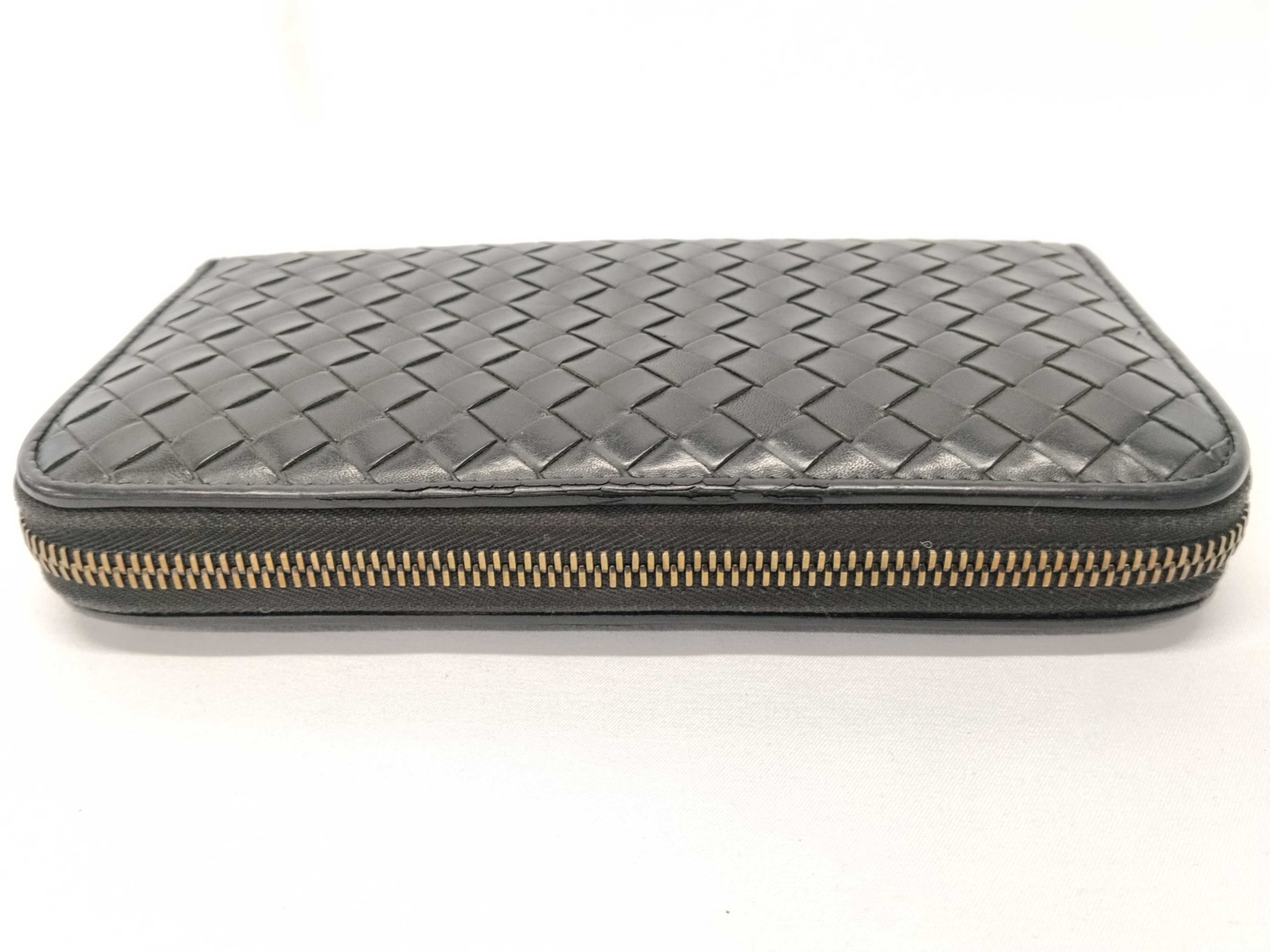 Intrecciato Round Zip Wallet Black — view 6
