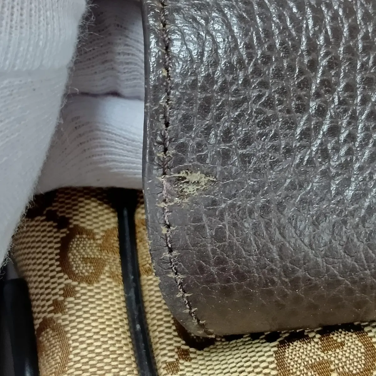 GG Canvas Shoulder Bag, Canvas x Leather, Beige x Brown, 449172 (Outlet) — view 13
