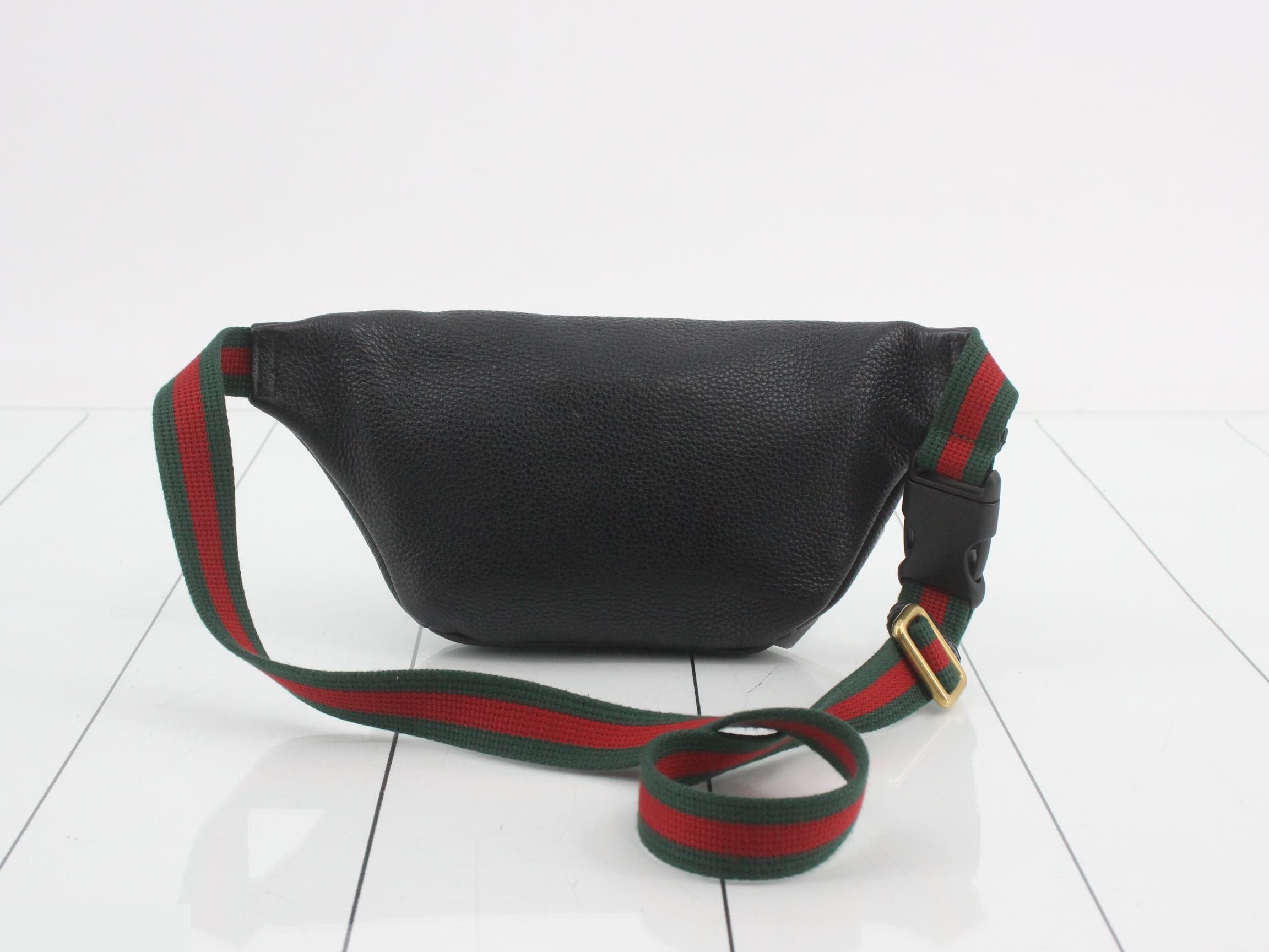 Sherry Line Leather Gucci Print Waist Bag, Black — view 2
