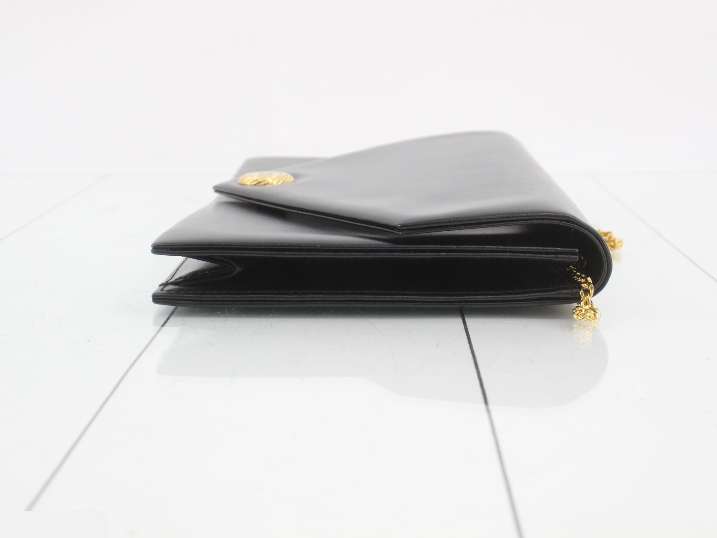 Leather chain shoulder bag, black — view 3