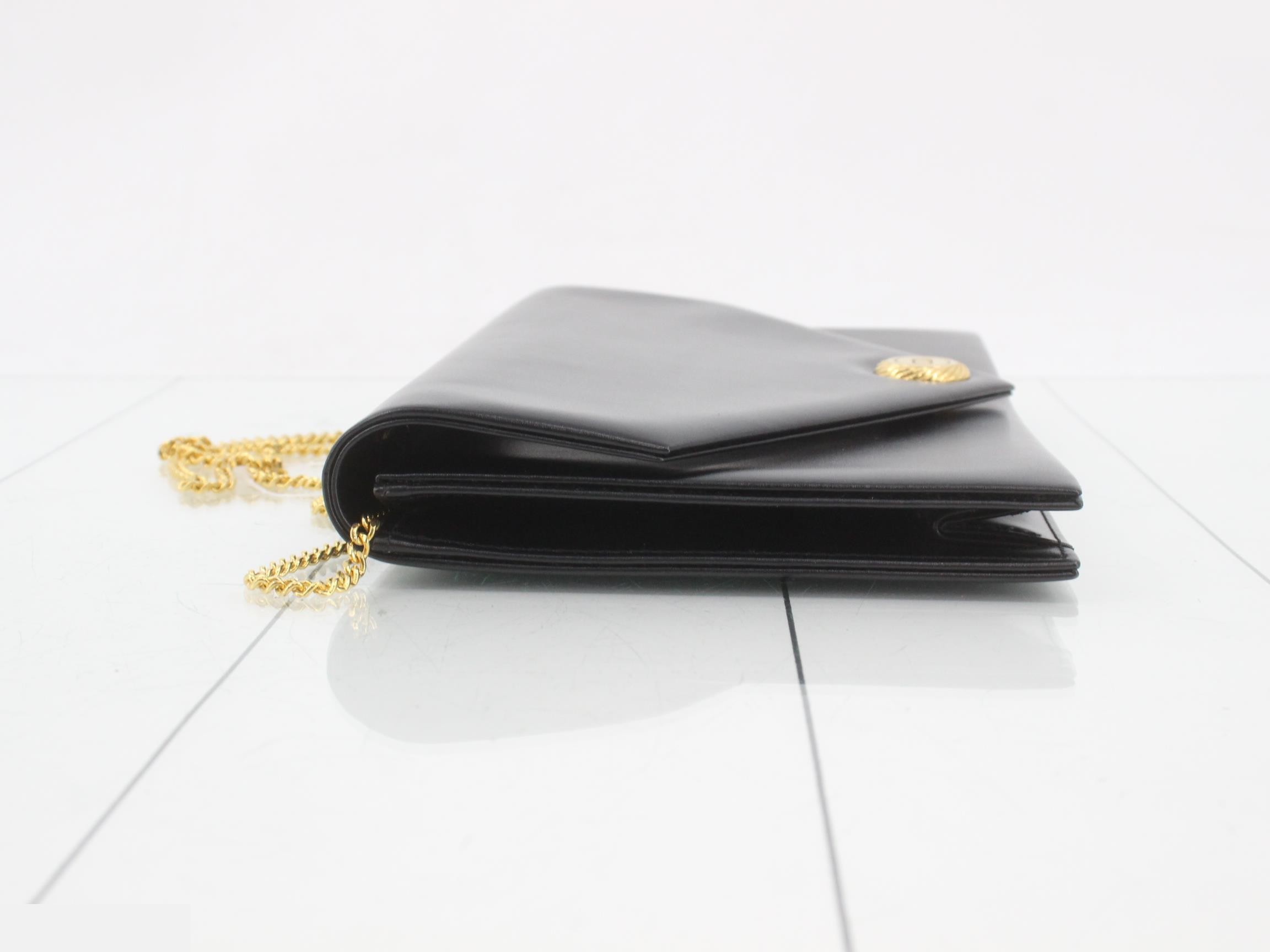 Leather chain shoulder bag, black — view 4