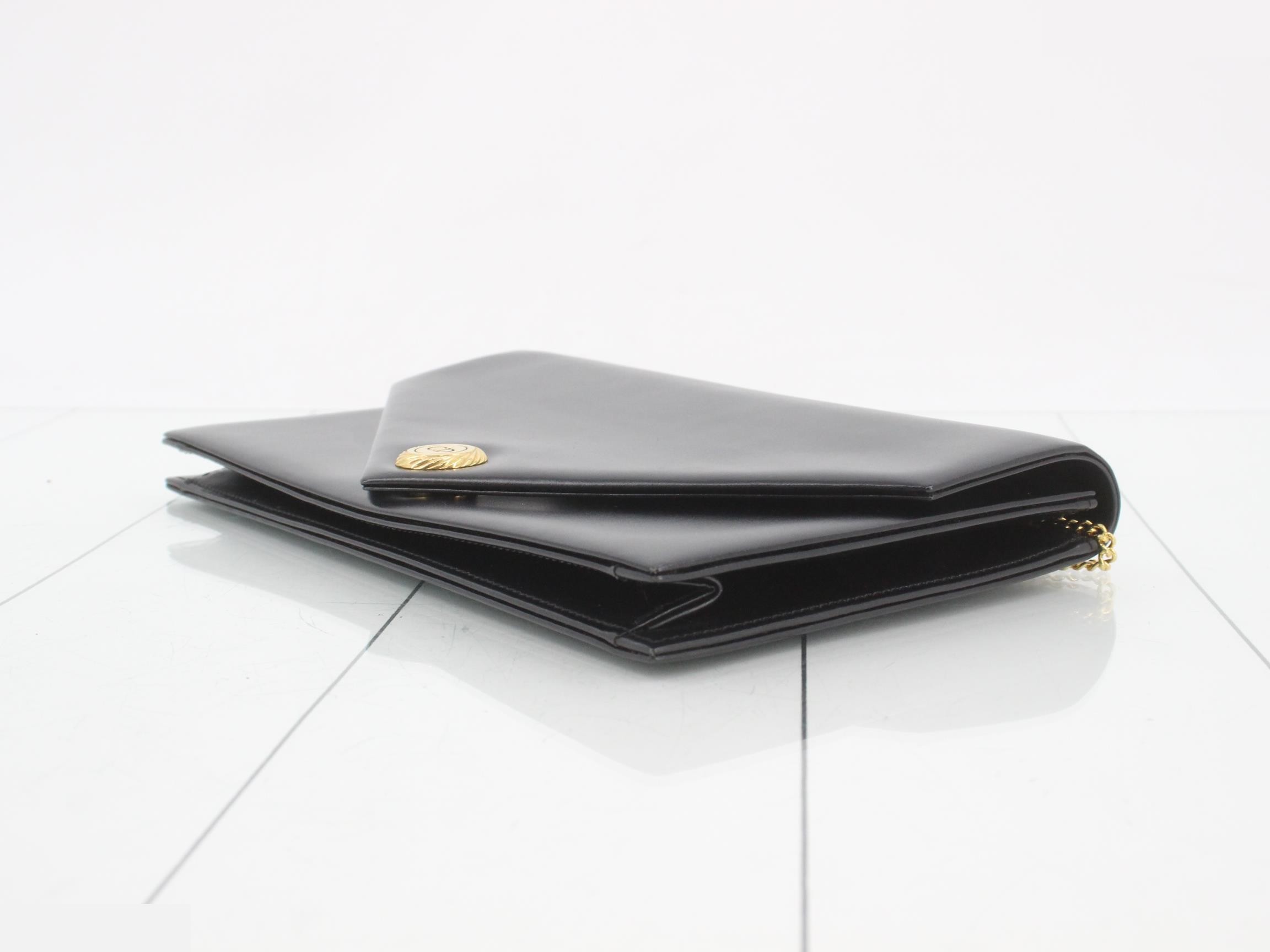 Leather chain shoulder bag, black — view 6