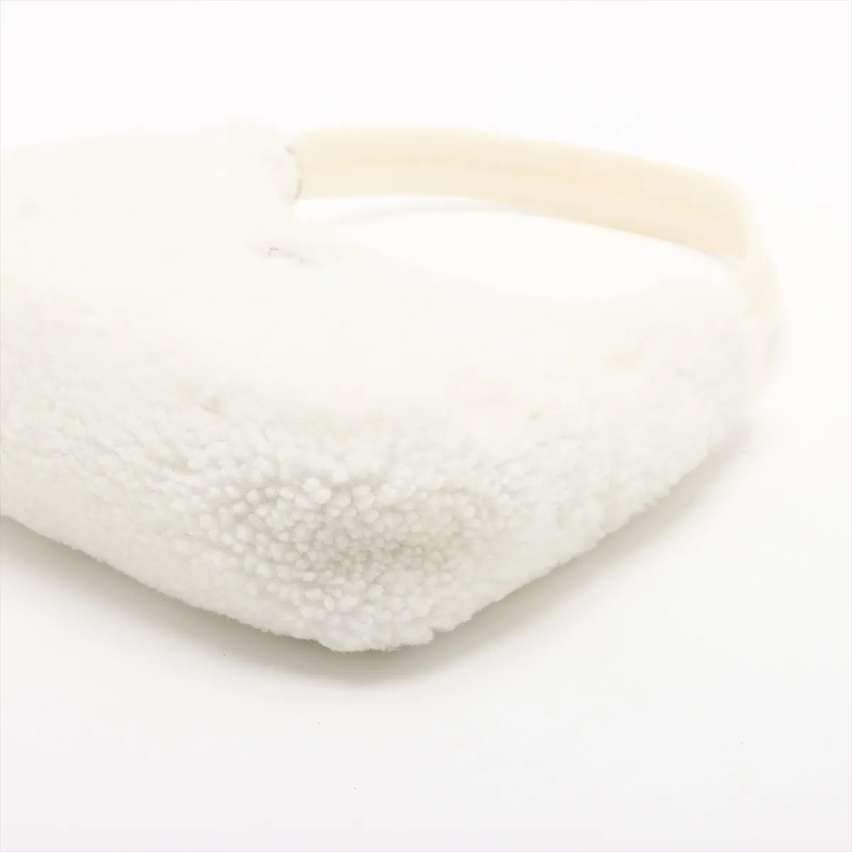 Shearling and Leather Shoulder Bag, White, 1NE515 — view 3