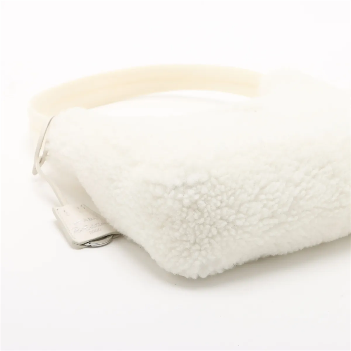Shearling and Leather Shoulder Bag, White, 1NE515 — view 4