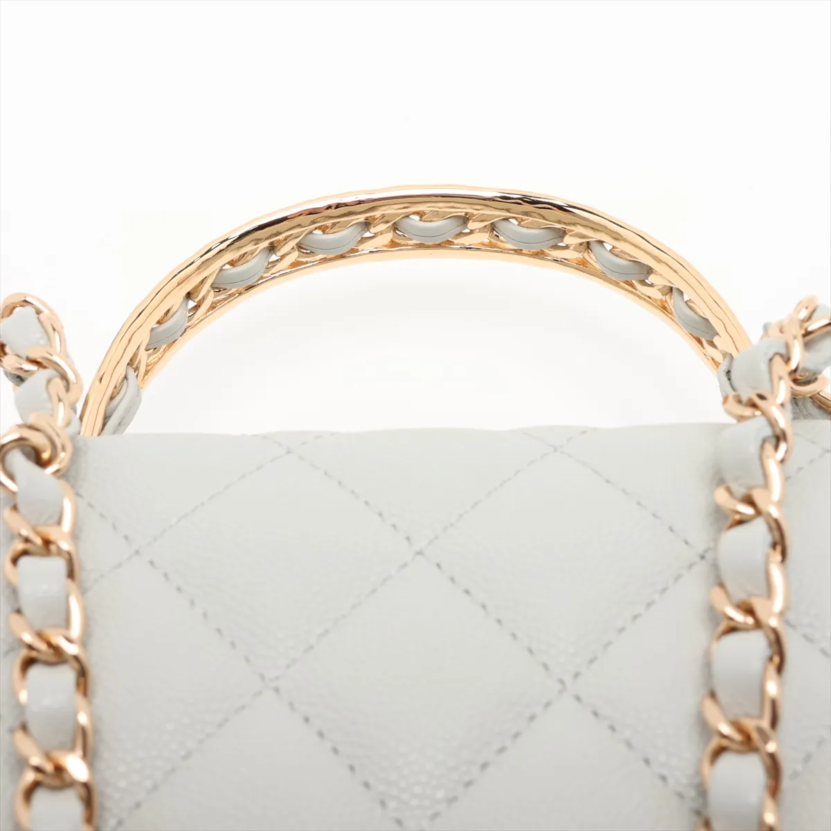 [Individually packaged] Chanel Matelassé Caviar Skin 2-Way Handbag, Top Handle, Green, Gold Hardware, JP6CU1CK, Random Plate — view 6
