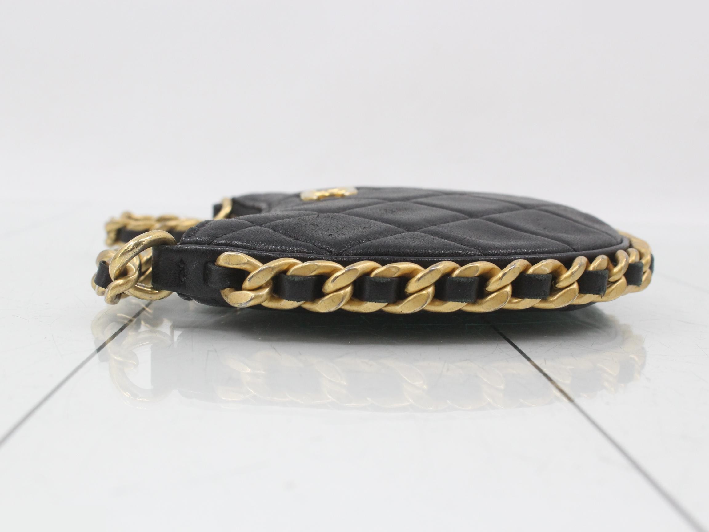 Round Lambskin Chain Hobo Bag — view 4