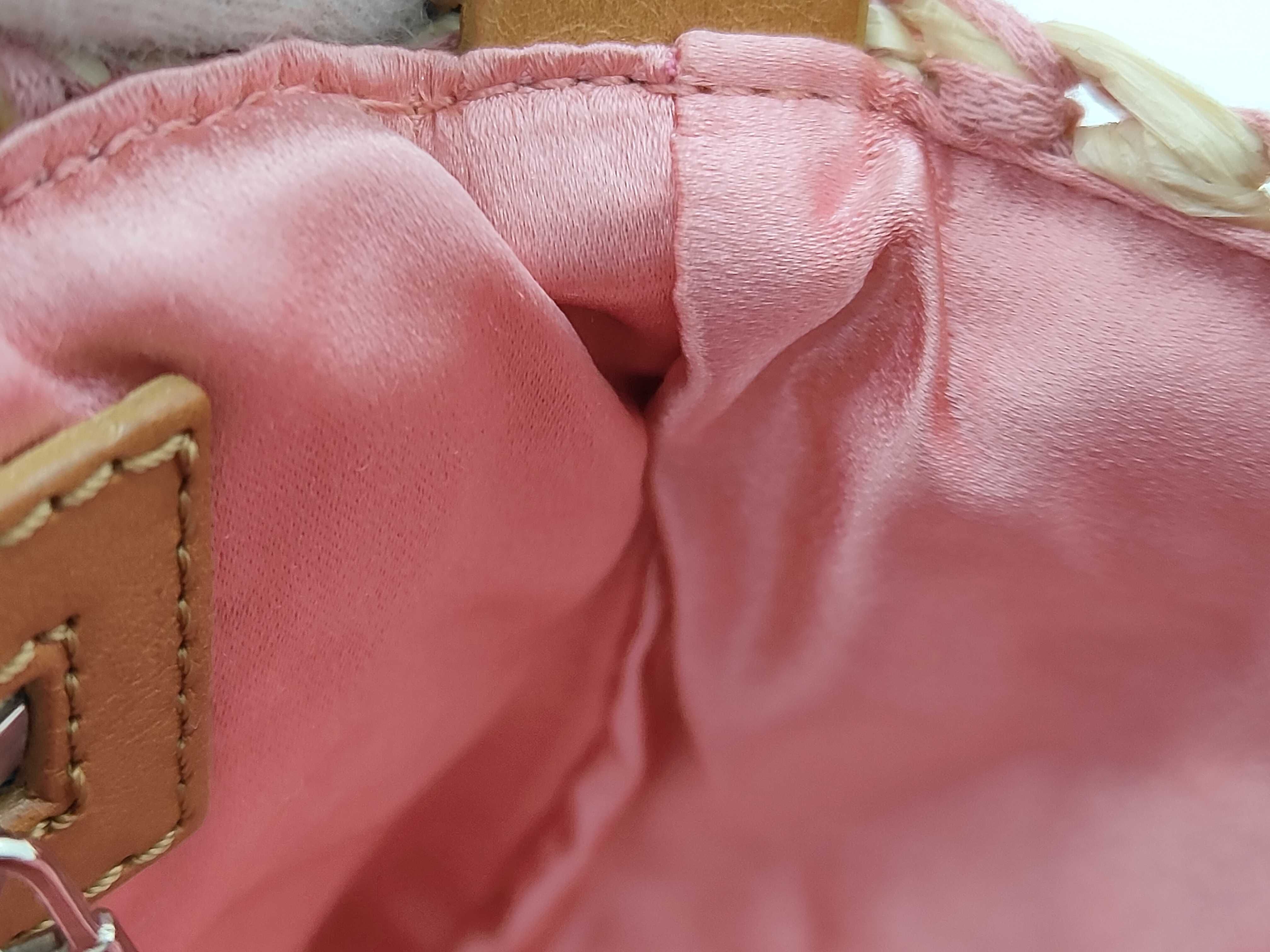 Mamma Bucket Shoulder Bag, Straw Leather, Pink and White Shoulder Bag — view 12