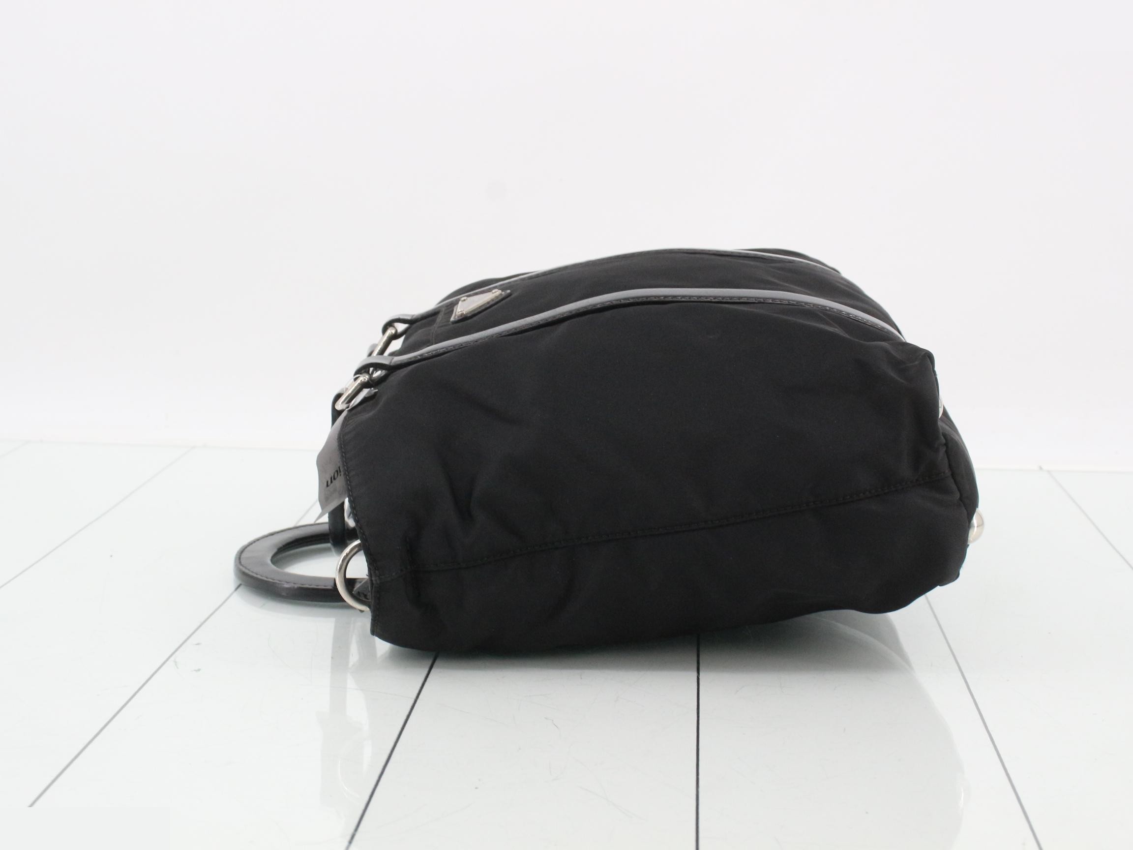 2-Way Handbag/Shoulder Bag, Nylon, Black — view 4
