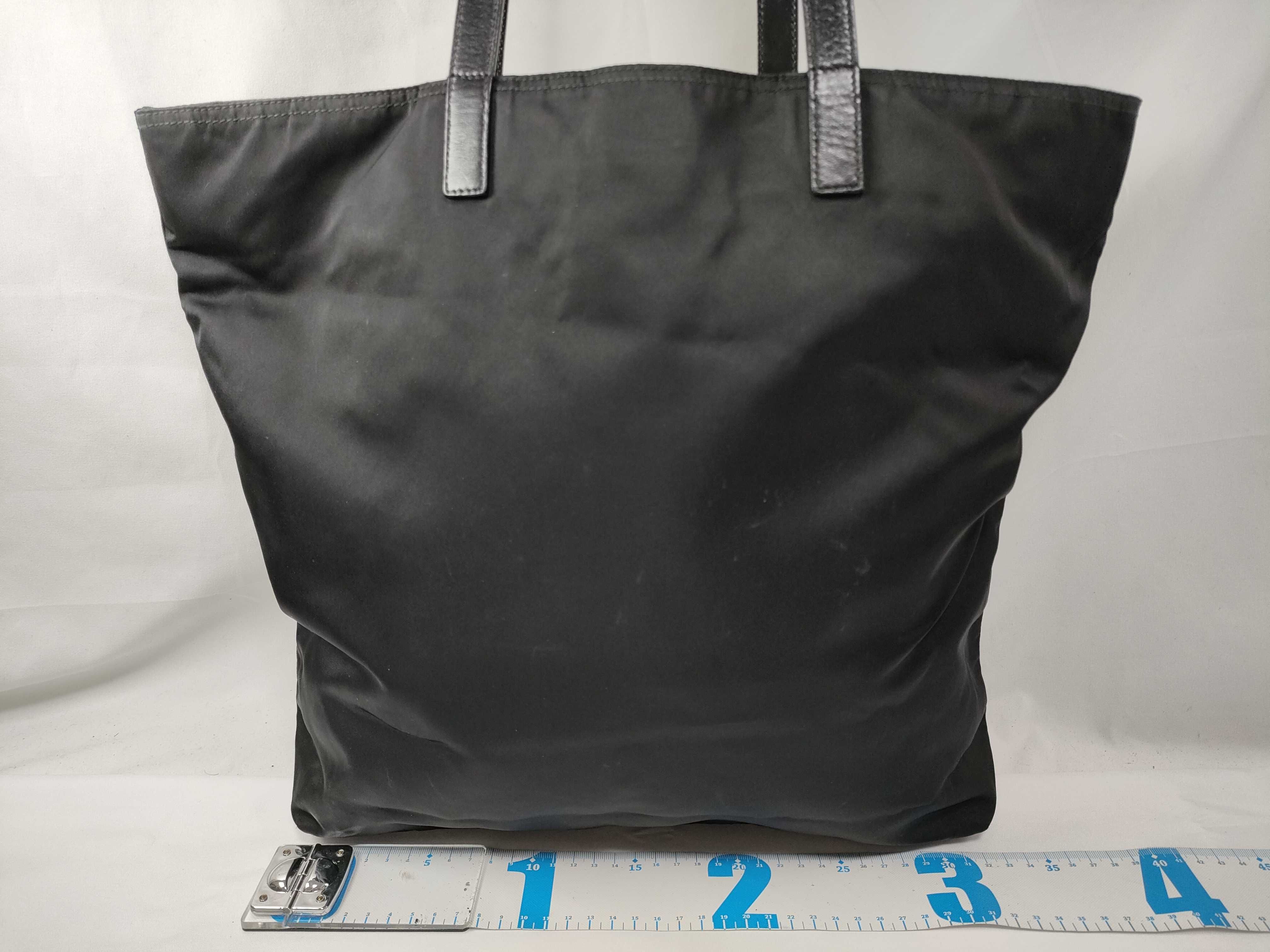 Nylon Prada Nylon Leather Tote Bag Black Tote Bag — view 2