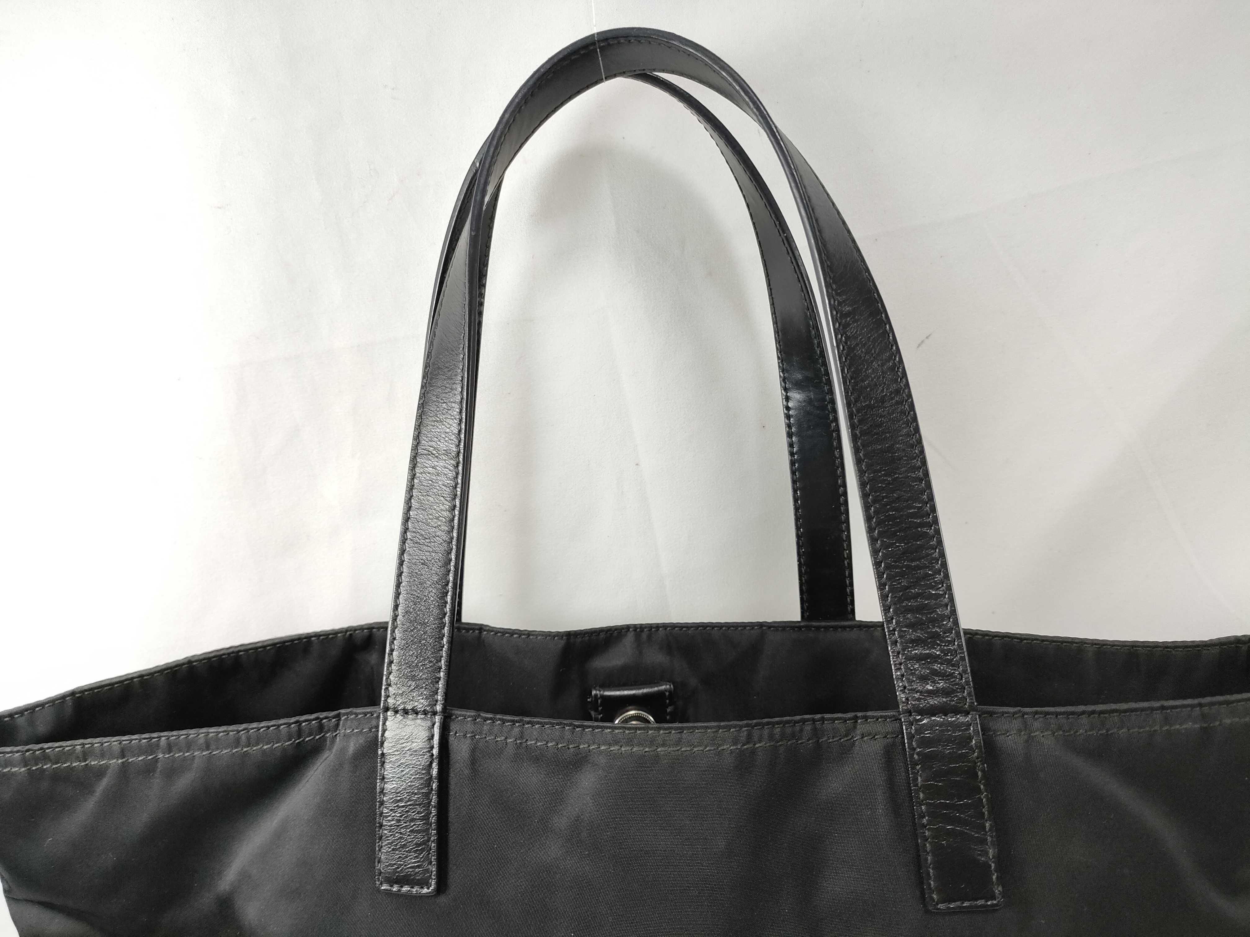 Nylon Prada Nylon Leather Tote Bag Black Tote Bag — view 3