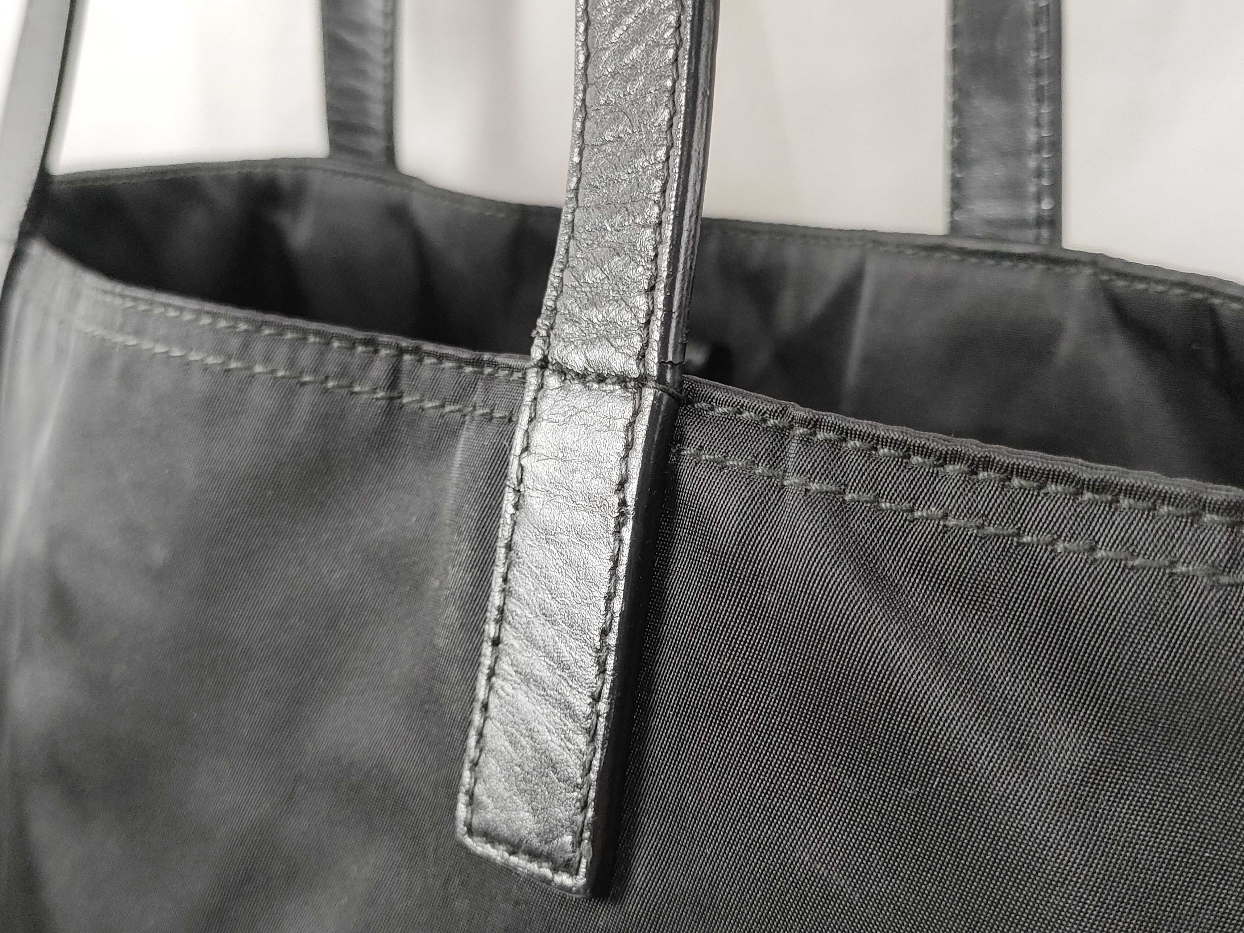 Nylon Prada Nylon Leather Tote Bag Black Tote Bag — view 4