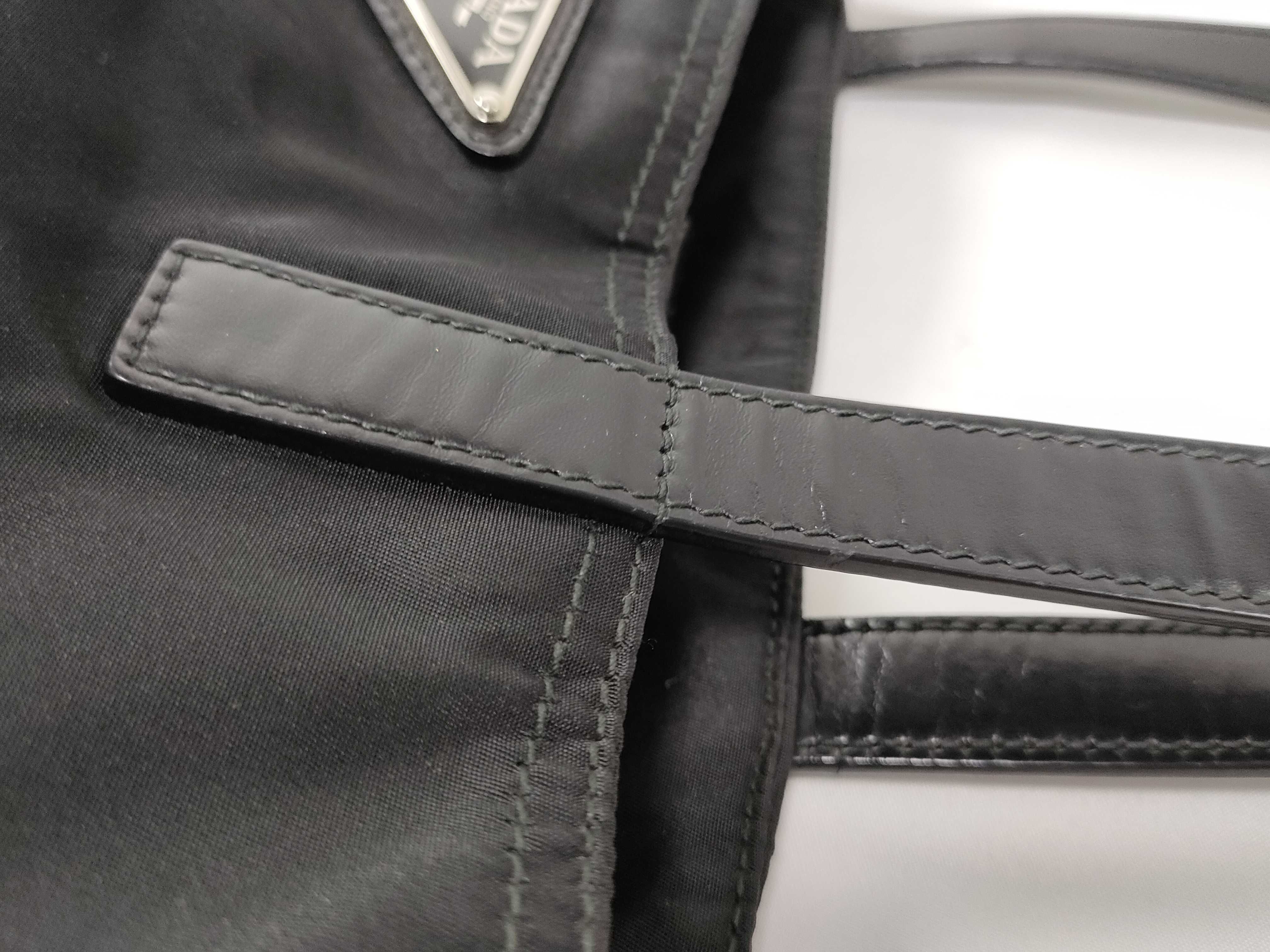 Nylon Prada Nylon Leather Tote Bag Black Tote Bag — view 8