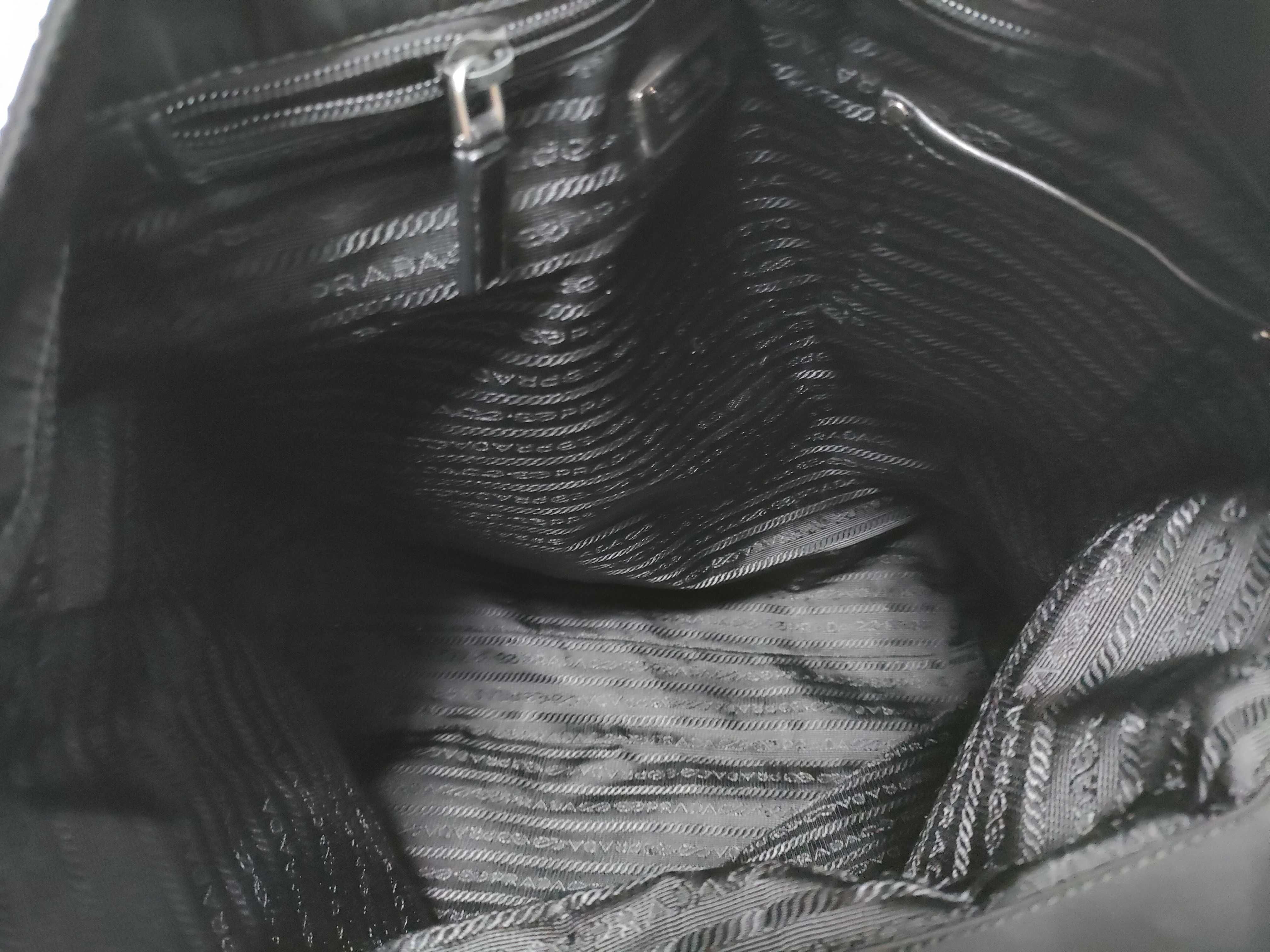 Nylon Prada Nylon Leather Tote Bag Black Tote Bag — view 9