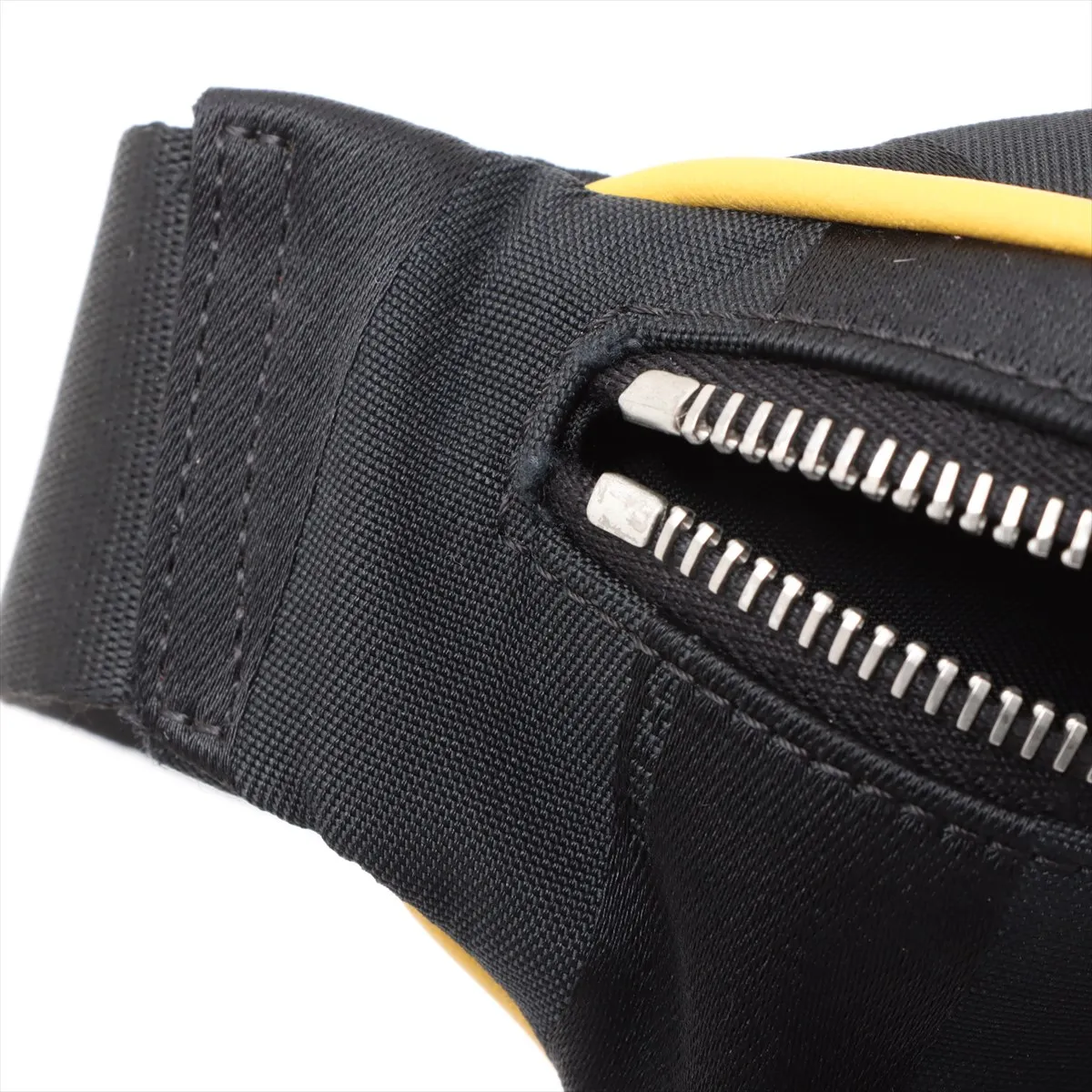 nylon x leather body bag black x yellow 7VA483 — view 12