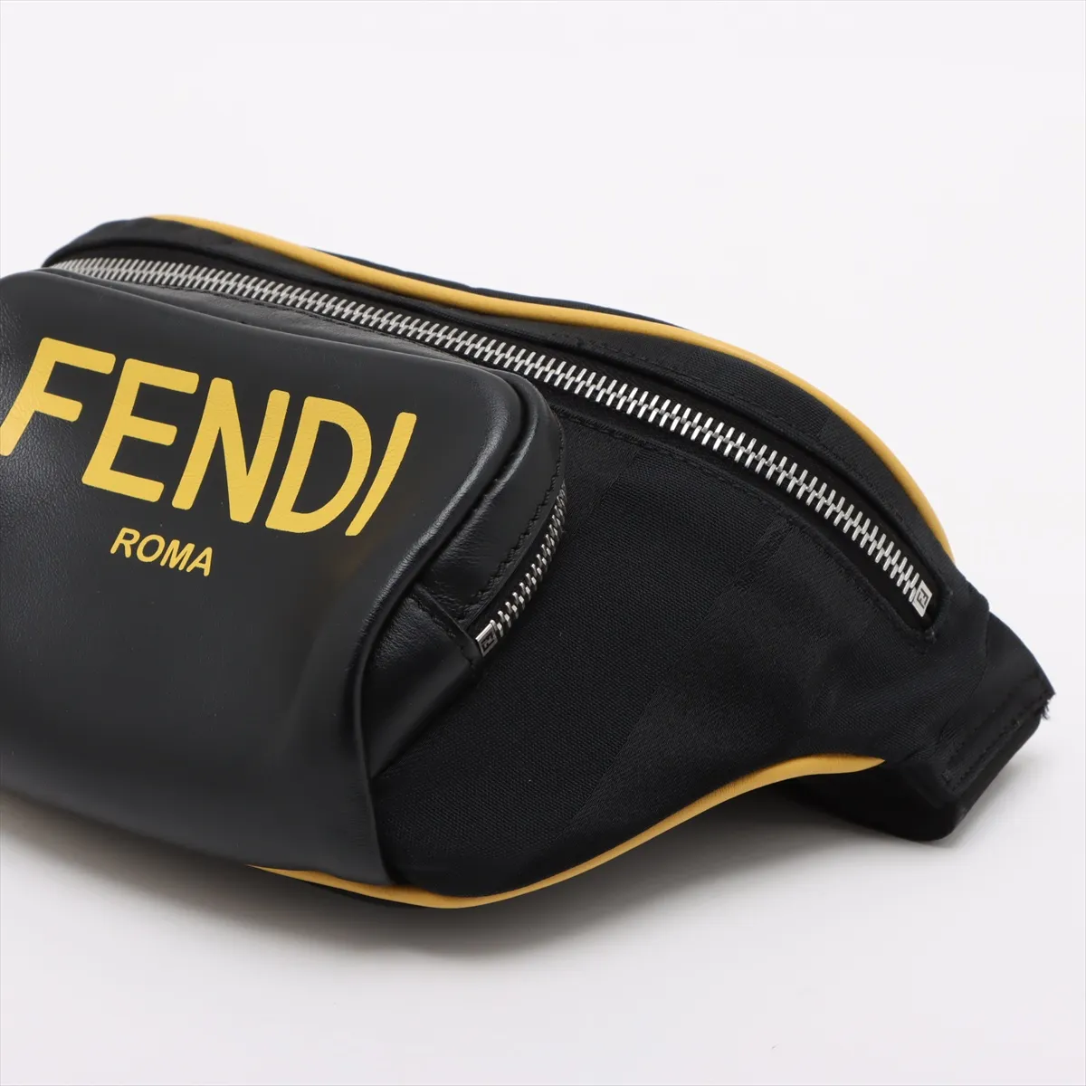 nylon x leather body bag black x yellow 7VA483 — view 3