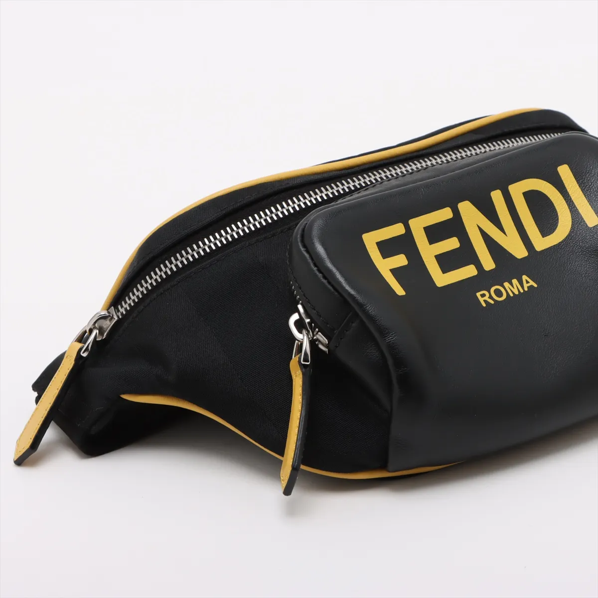 nylon x leather body bag black x yellow 7VA483 — view 4