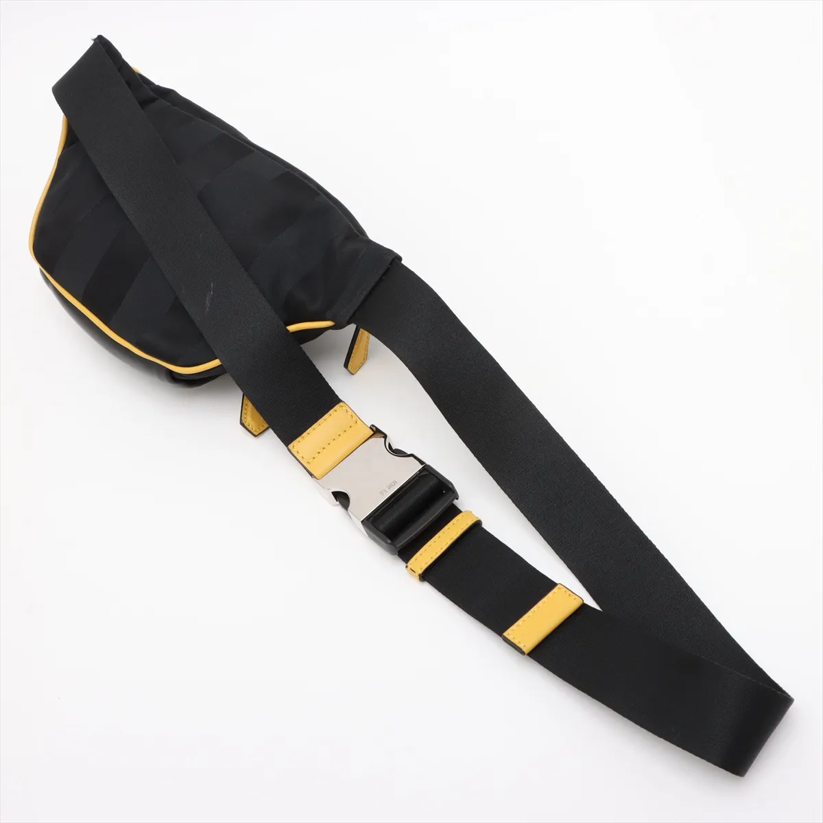 nylon x leather body bag black x yellow 7VA483 — view 5