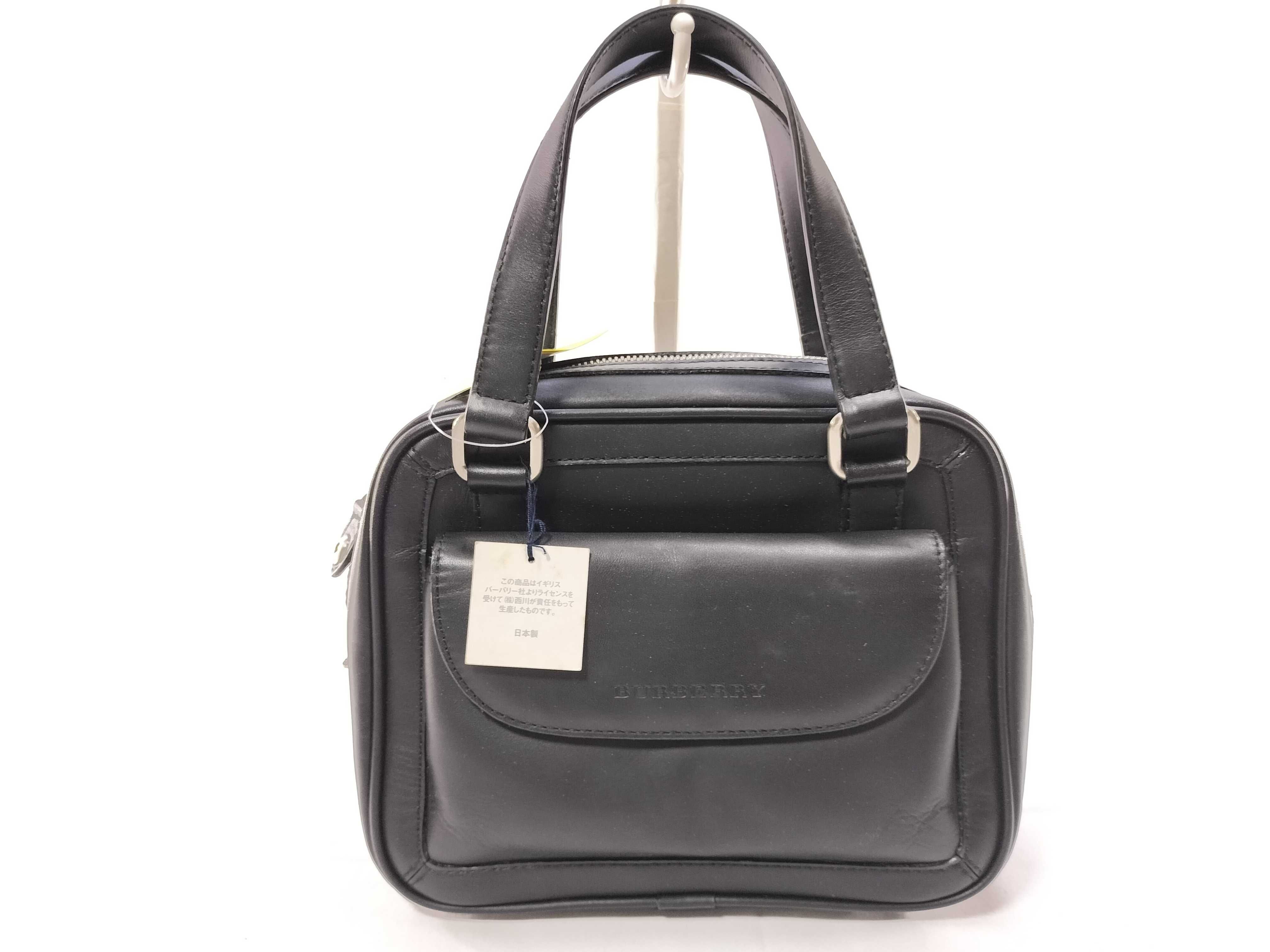 Black Leather Nova Check Handbag