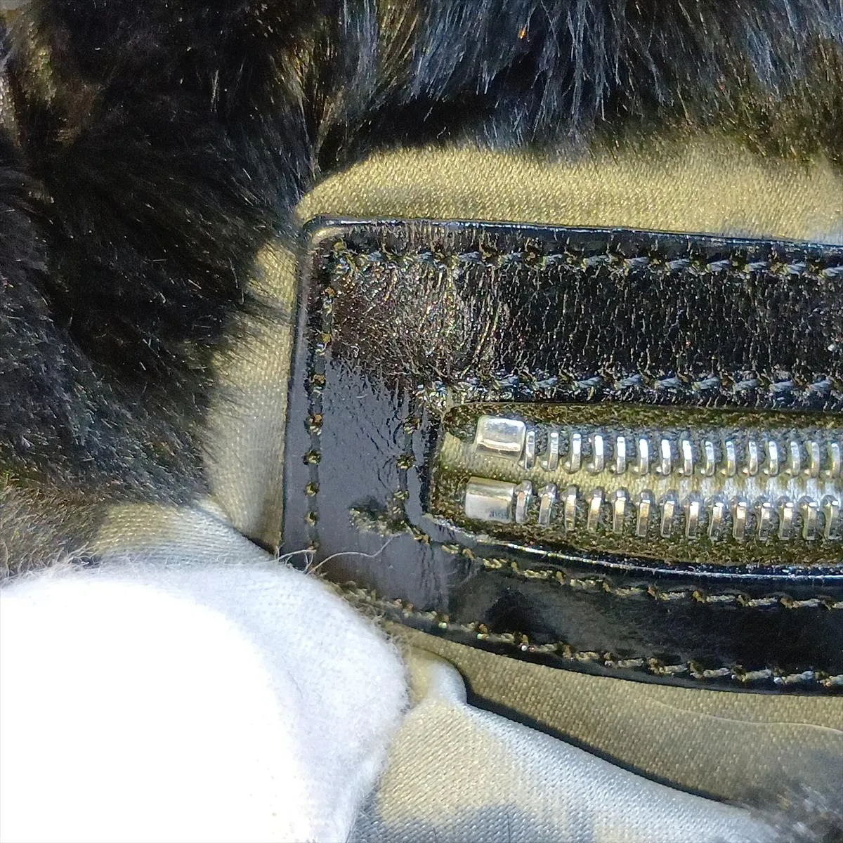 Mamma Bucket 26424 Fur x Leather Shoulder Bag, Black — view 11