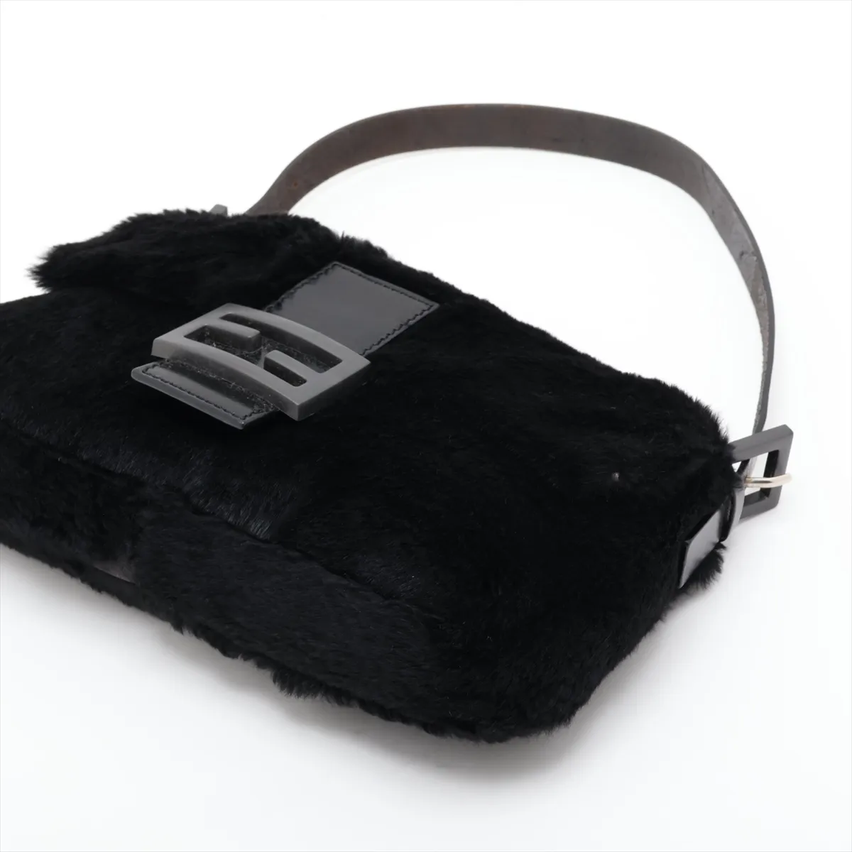 Mamma Bucket 26424 Fur x Leather Shoulder Bag, Black — view 3