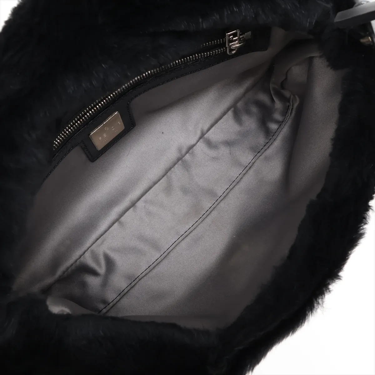 Mamma Bucket 26424 Fur x Leather Shoulder Bag, Black — view 6