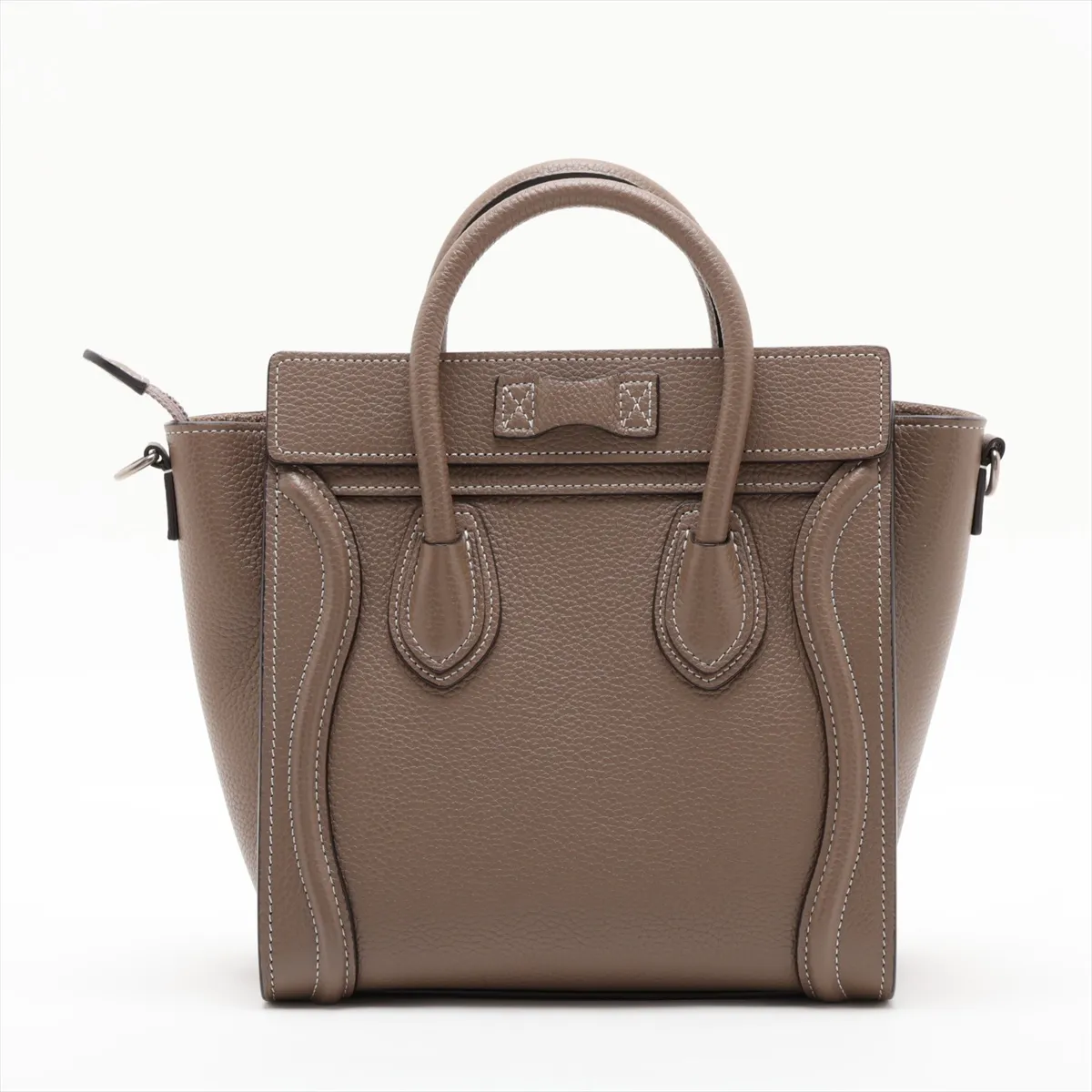 Luggage Nano Shopper Leather 2-Way Handbag, Greige — view 2