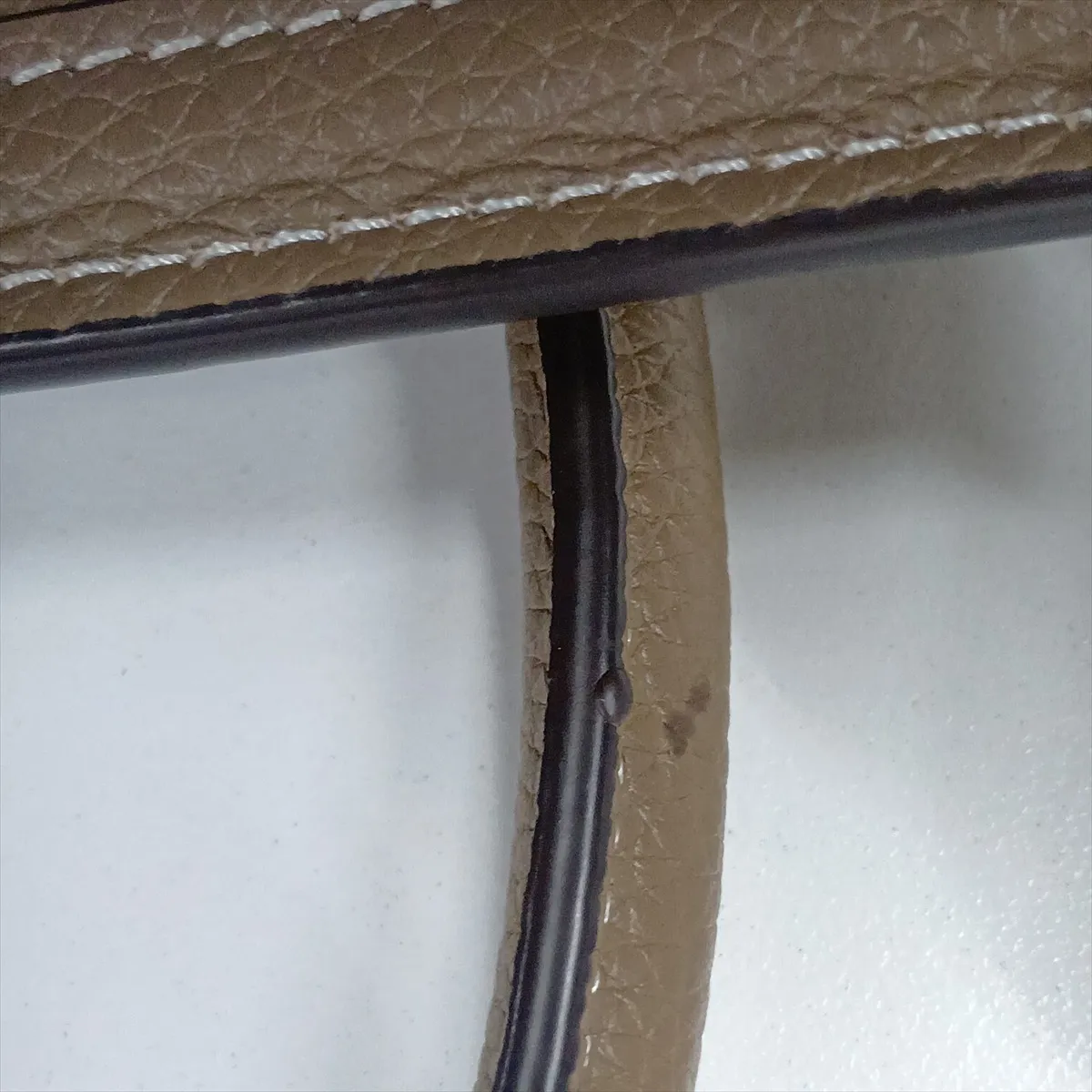 Luggage Nano Shopper Leather 2-Way Handbag, Greige — view 12
