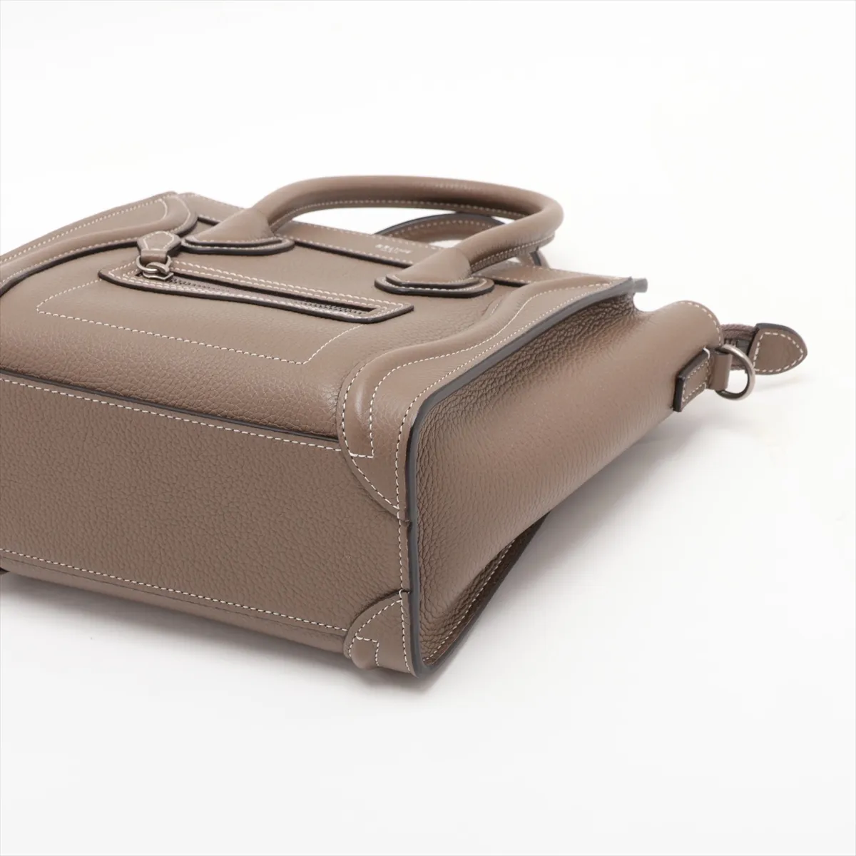 Luggage Nano Shopper Leather 2-Way Handbag, Greige — view 3