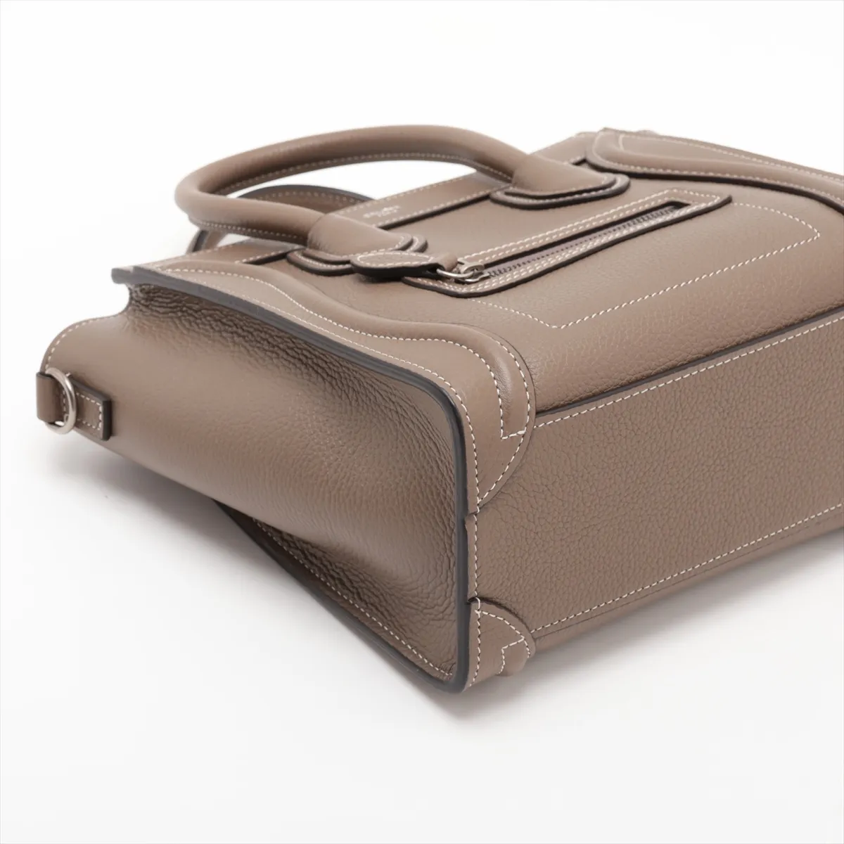 Luggage Nano Shopper Leather 2-Way Handbag, Greige — view 4