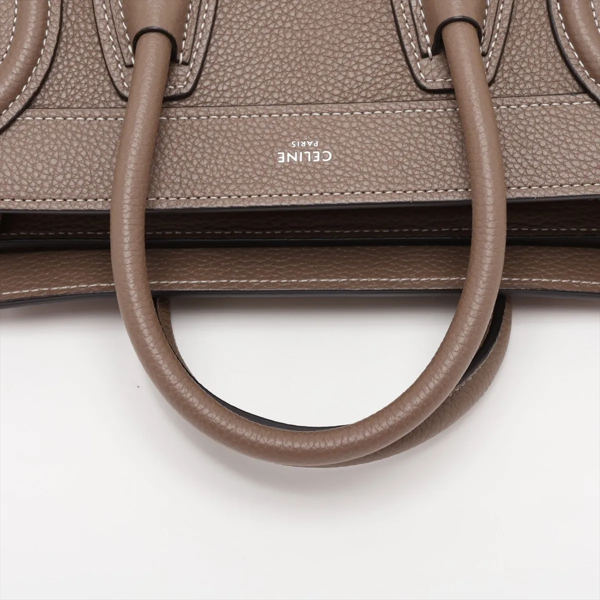 Luggage Nano Shopper Leather 2-Way Handbag, Greige — view 5