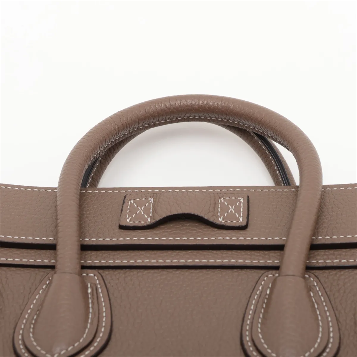 Luggage Nano Shopper Leather 2-Way Handbag, Greige — view 6
