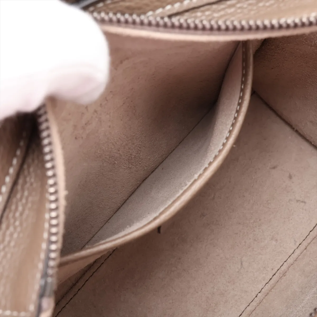 Luggage Nano Shopper Leather 2-Way Handbag, Greige — view 9