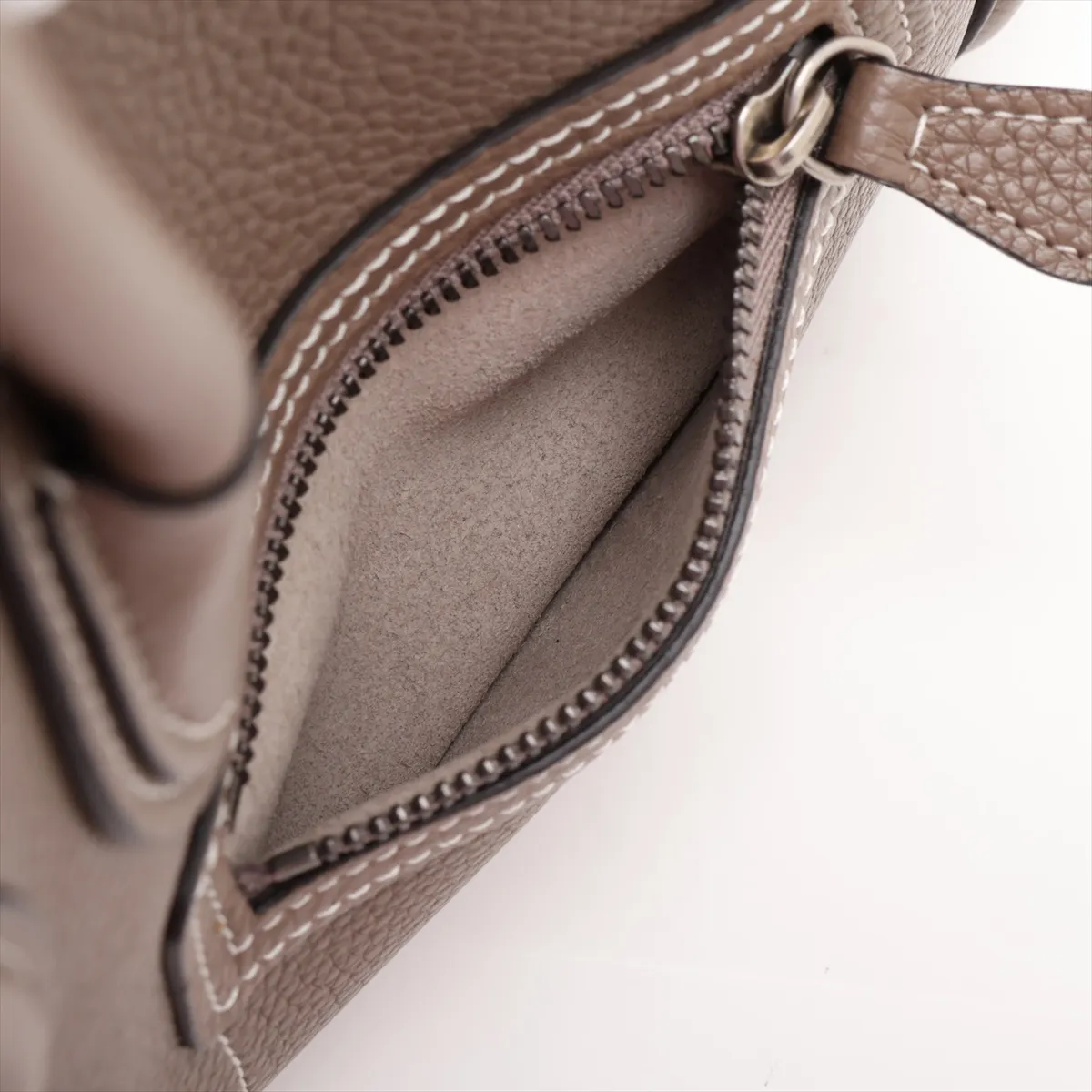Luggage Nano Shopper Leather 2-Way Handbag, Greige — view 10