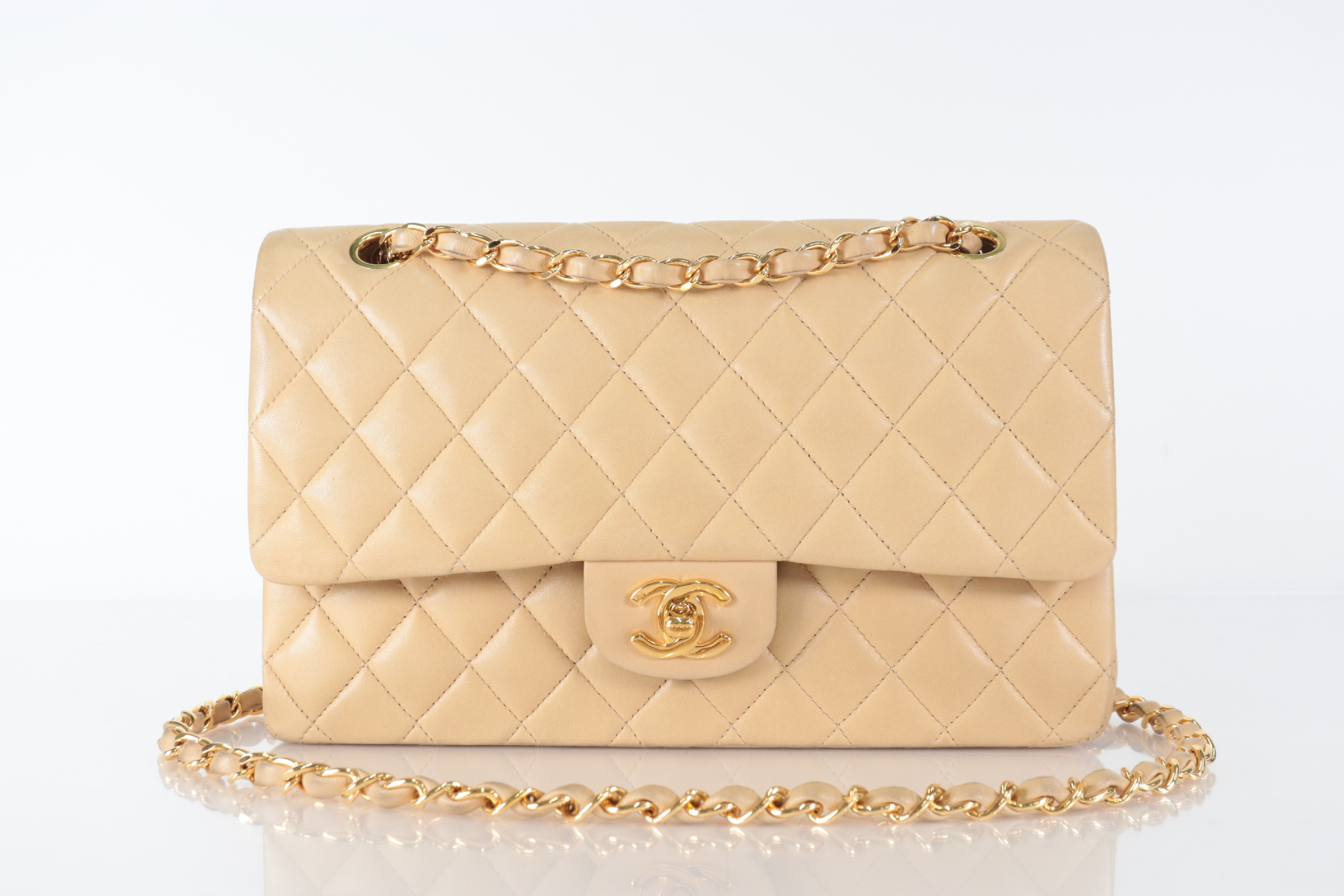 W-Flap 25 Lambskin Beige Shoulder Bag (Serial No. 5) — view 2