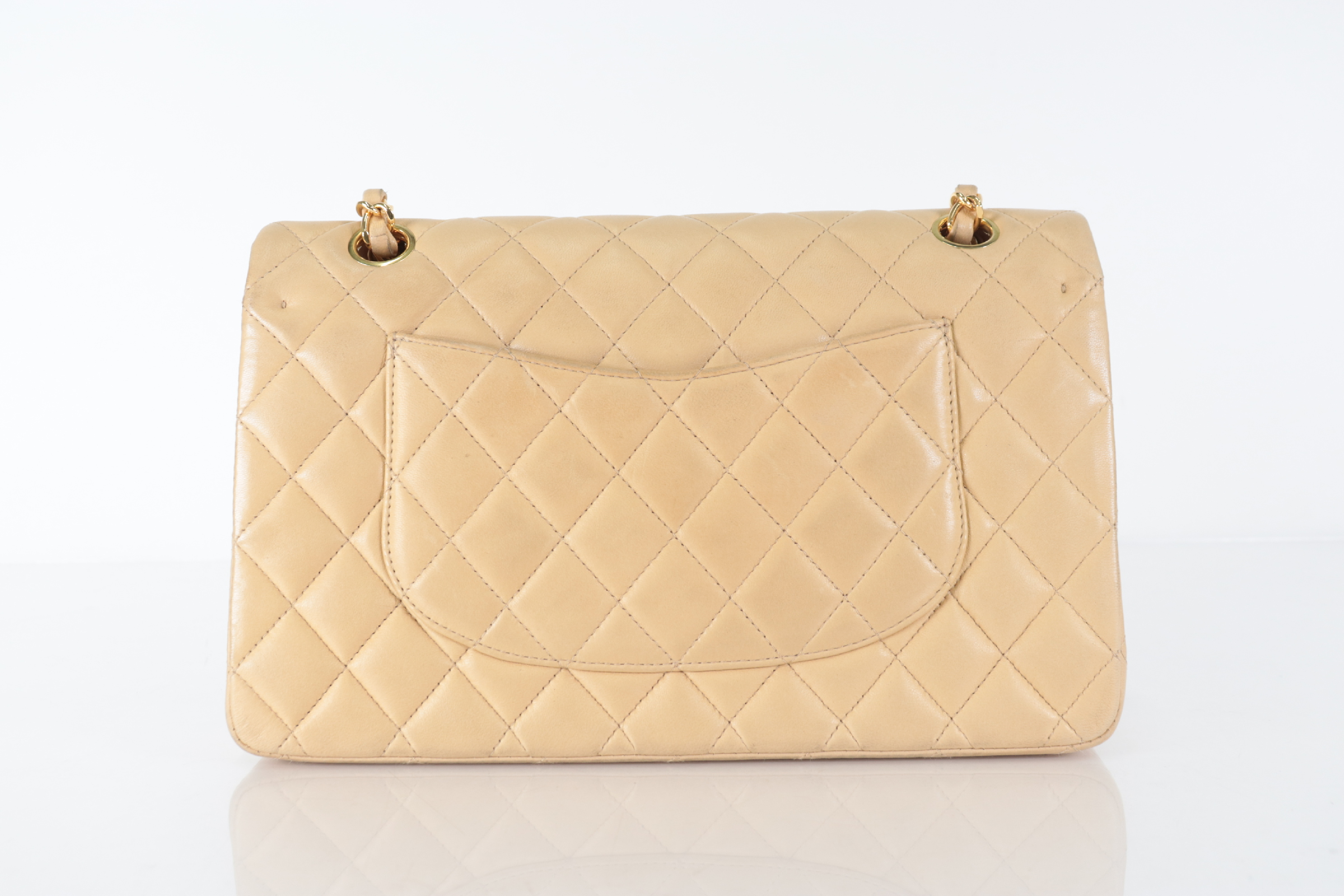 W-Flap 25 Lambskin Beige Shoulder Bag (Serial No. 5) — view 3