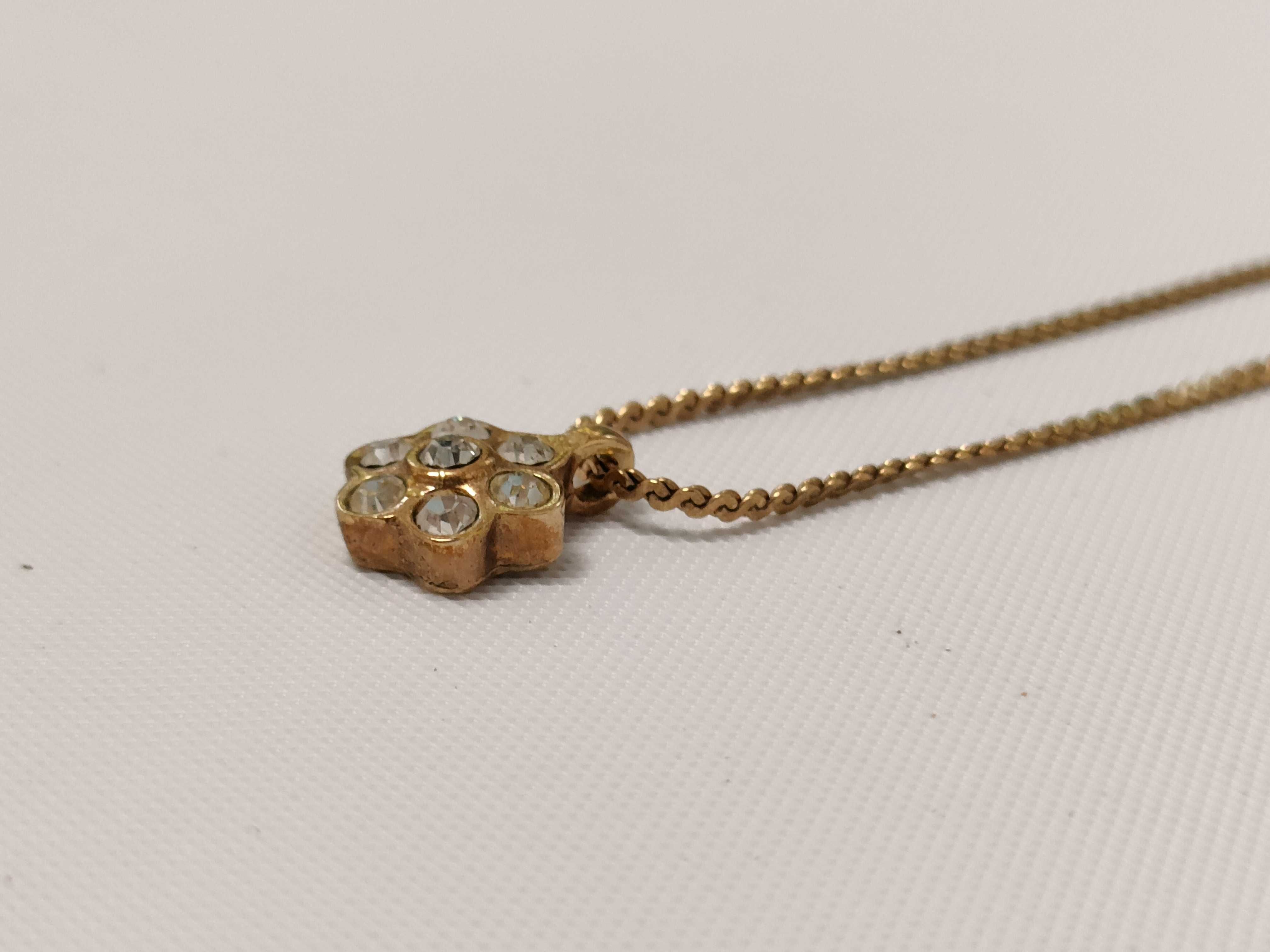 Christian necklace, rhinestone gold necklace — view 2