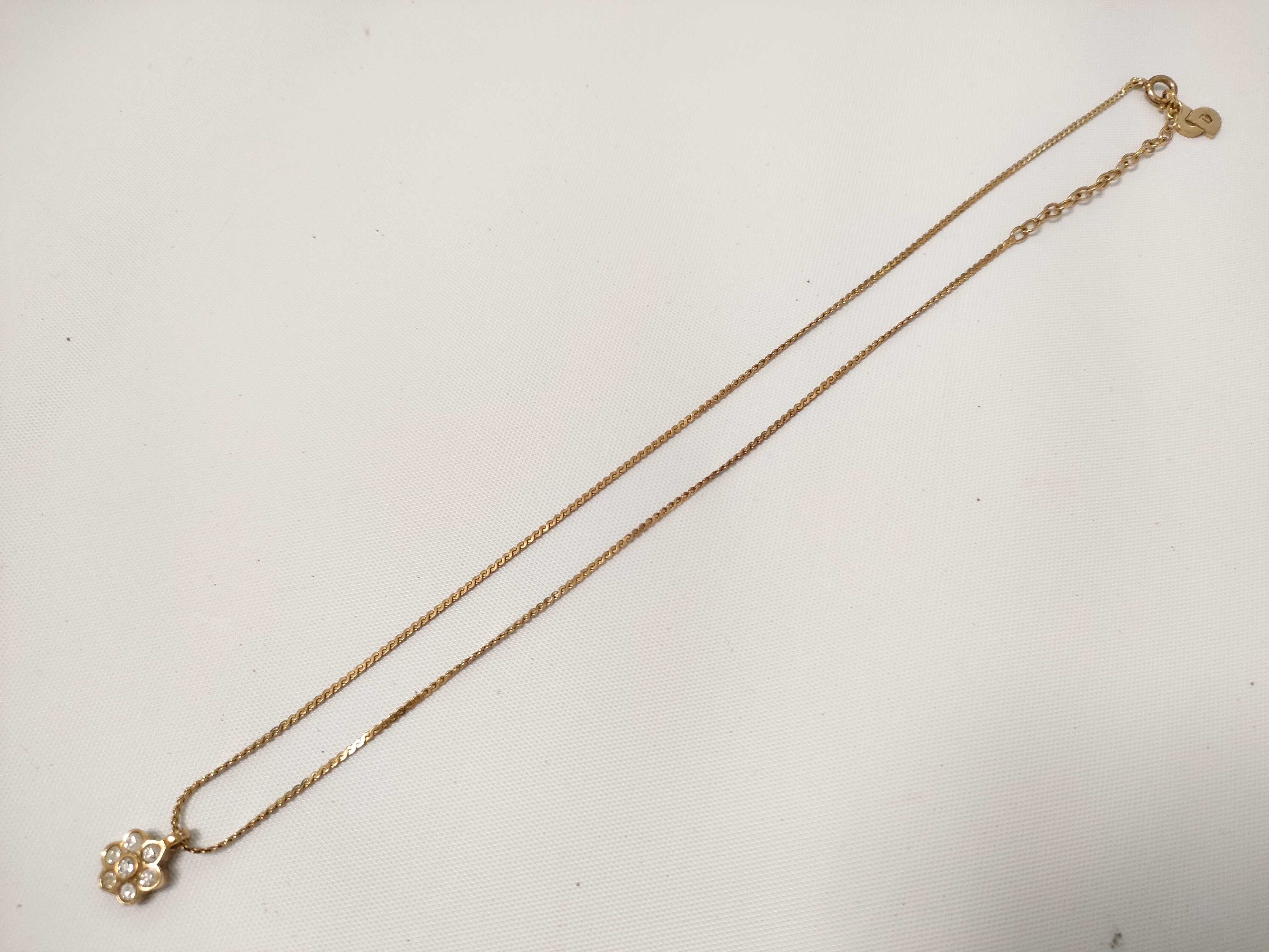 Christian necklace, rhinestone gold necklace — view 3