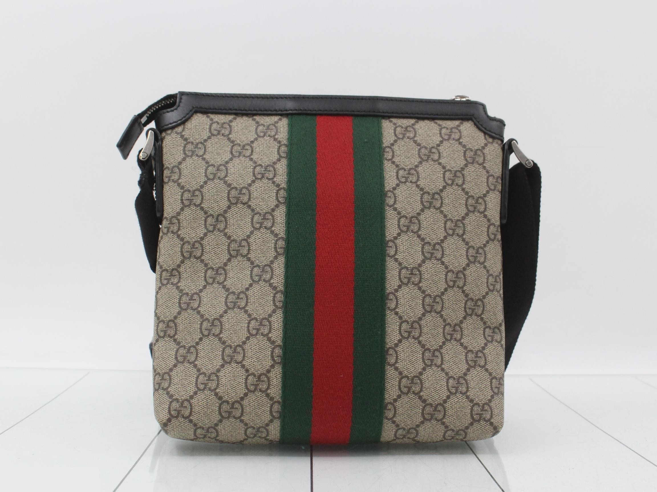 GG Supreme Shoulder Bag, PVC/Leather, Brown — view 2
