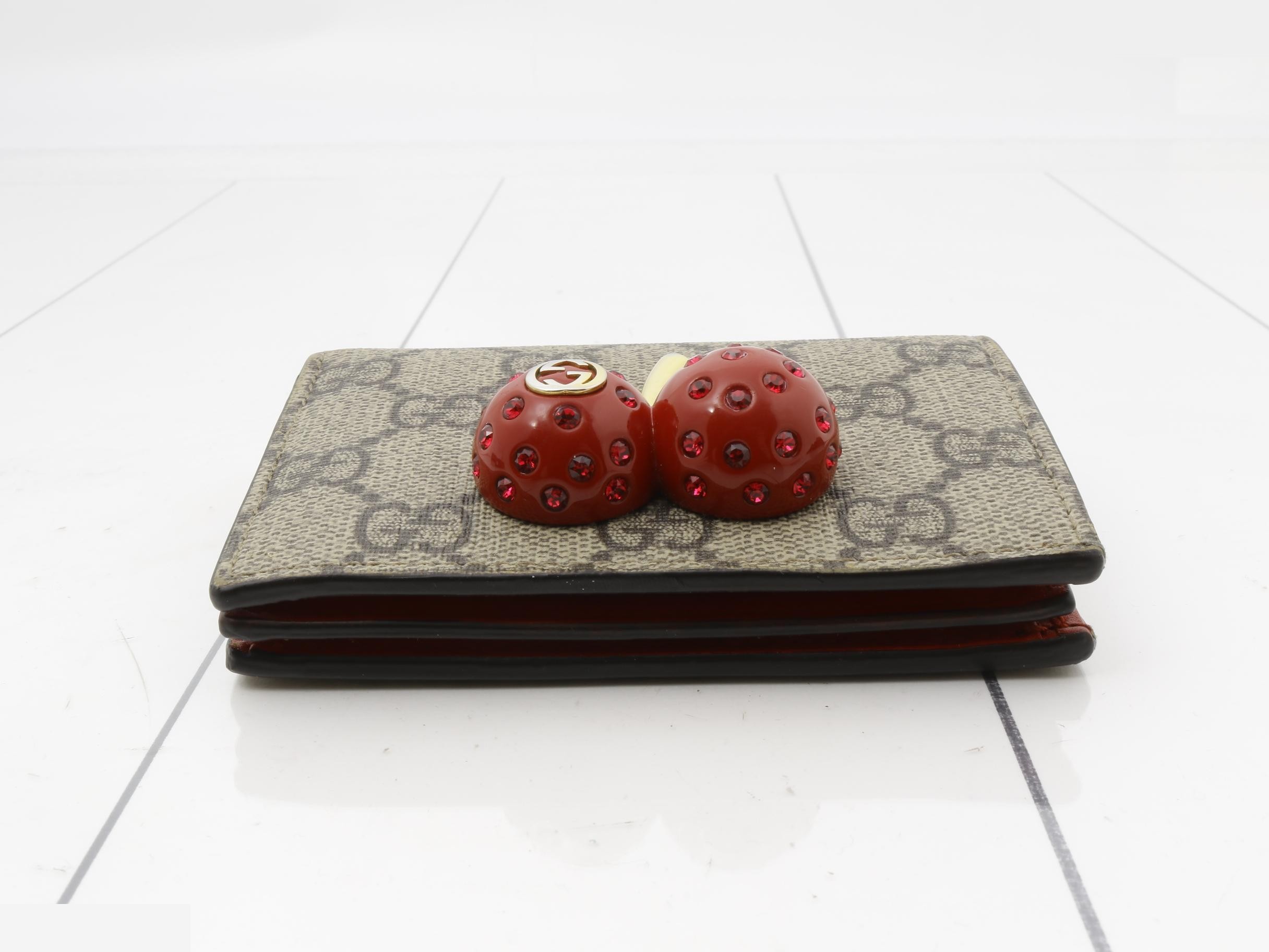 476050 GG Supreme Cherry Bi-fold Wallet Beige — view 3