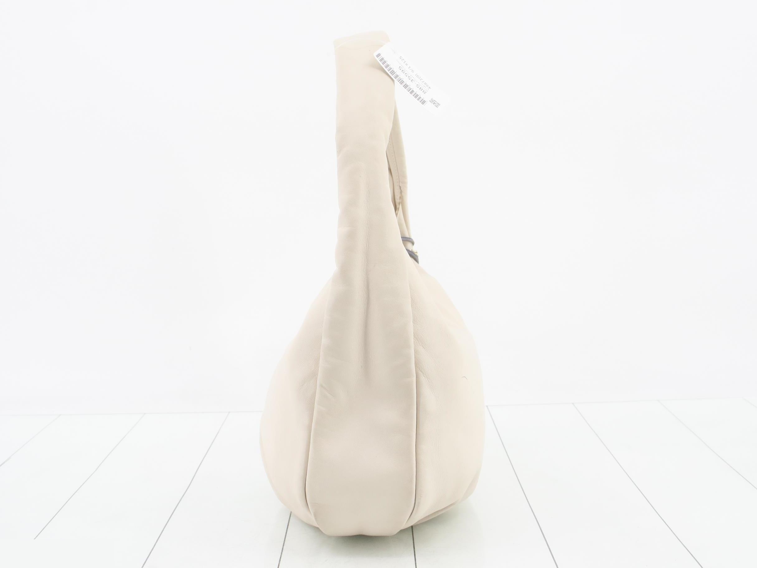 Anagram One-Shoulder Bag with Tassel, White Leather — view 3